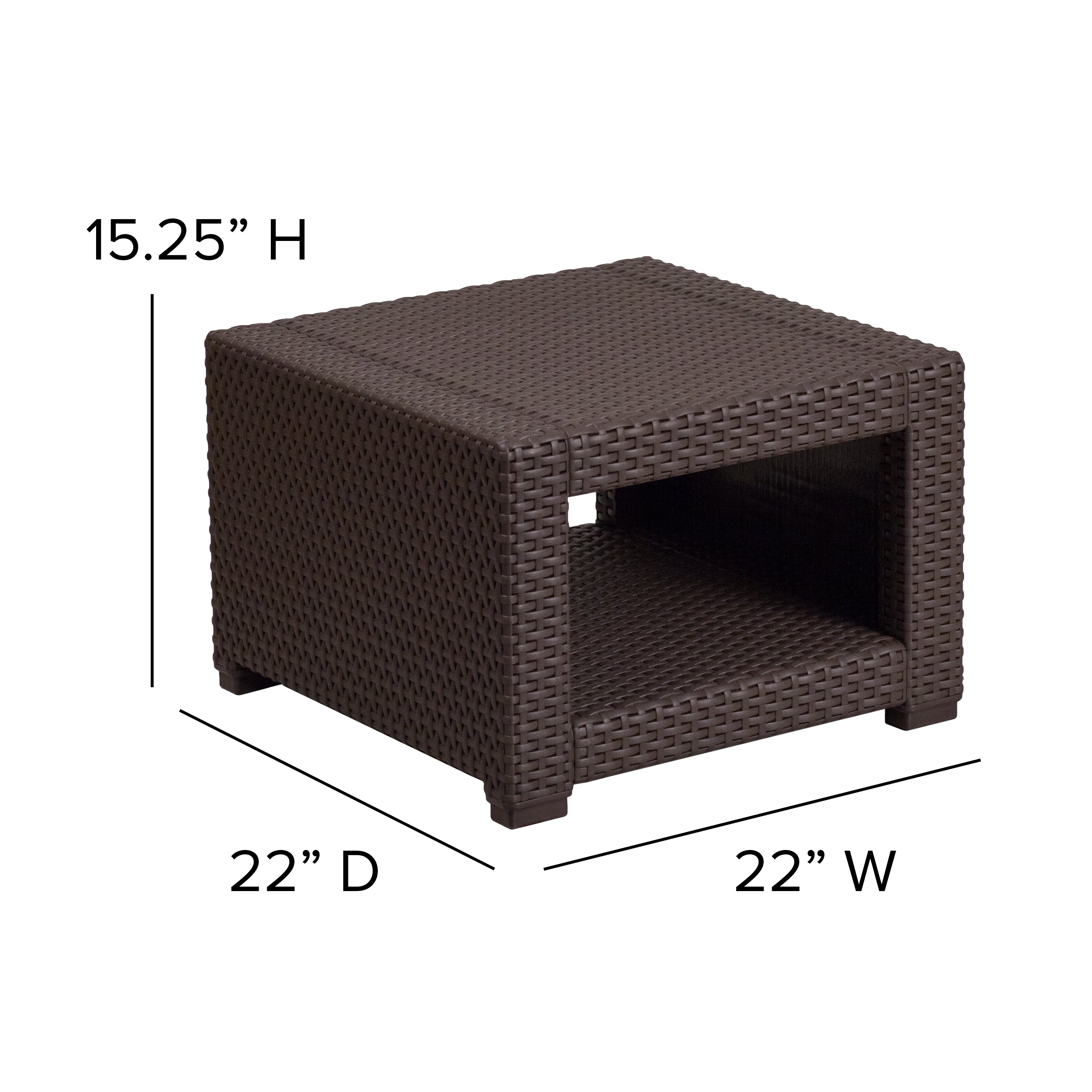Seneca 5 Piece Outdoor Faux Rattan Chair, Sofa and Table Set in Seneca Chocolate Brown