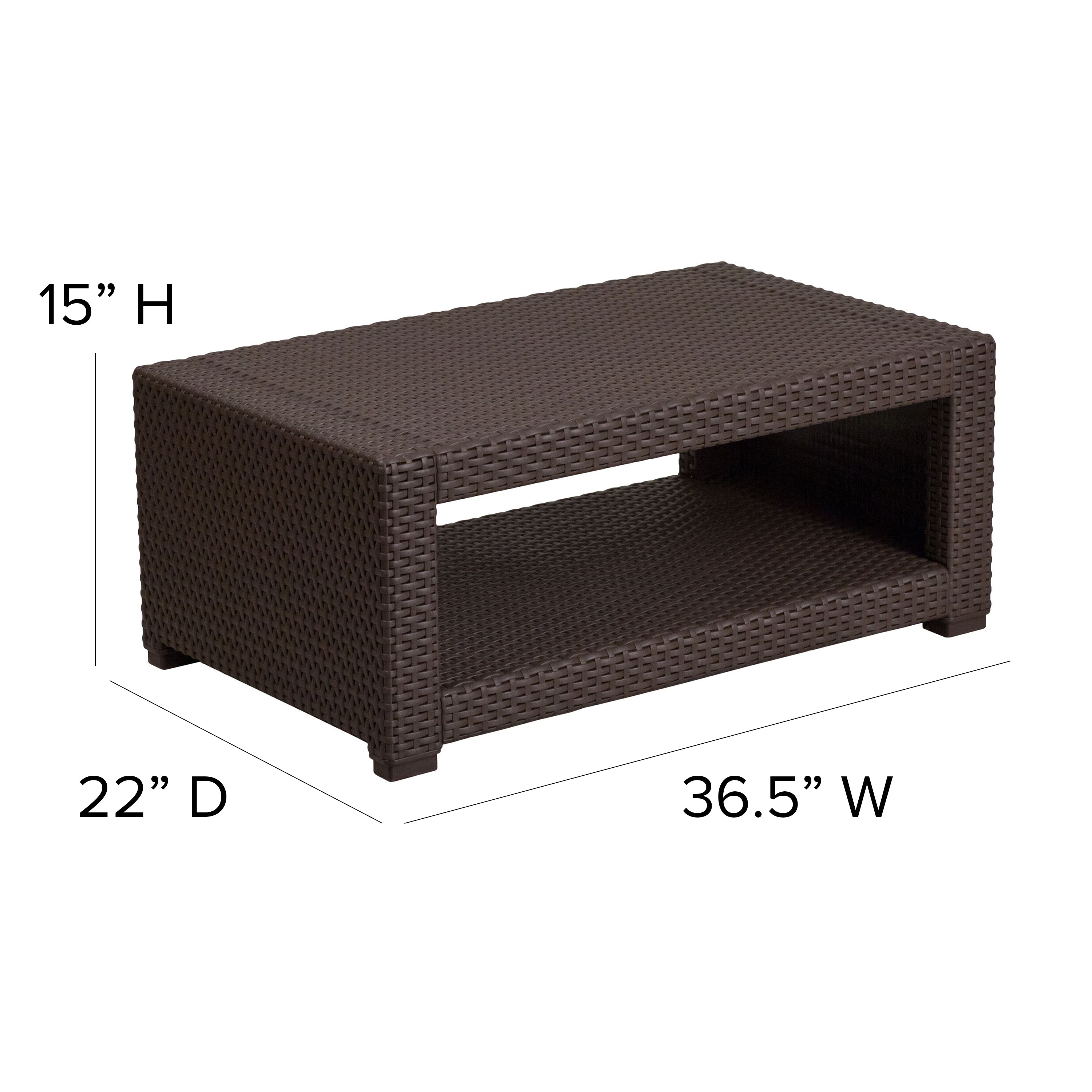 Seneca Chocolate Brown Faux Rattan Coffee Table
