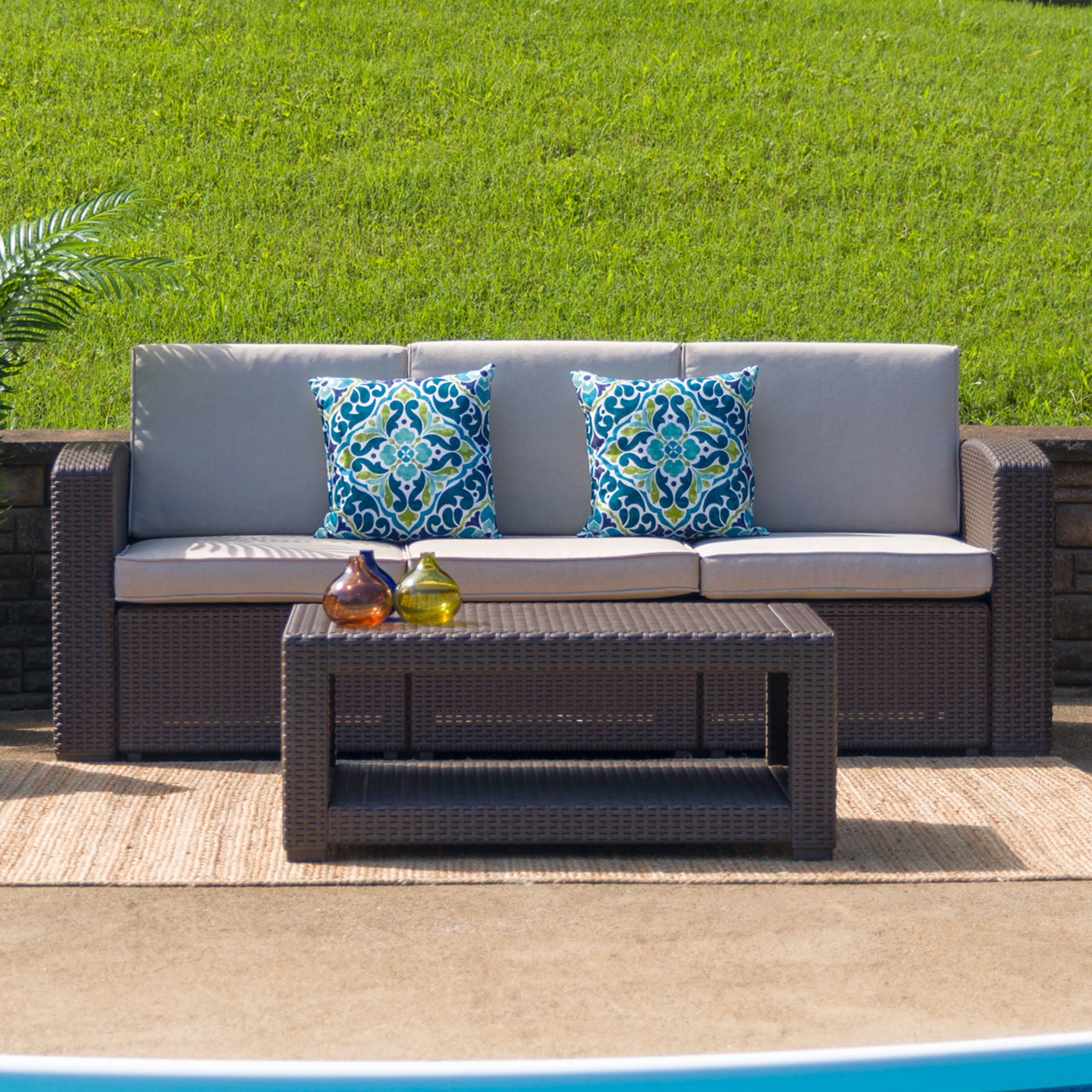 Seneca Chocolate Brown Faux Rattan Coffee Table