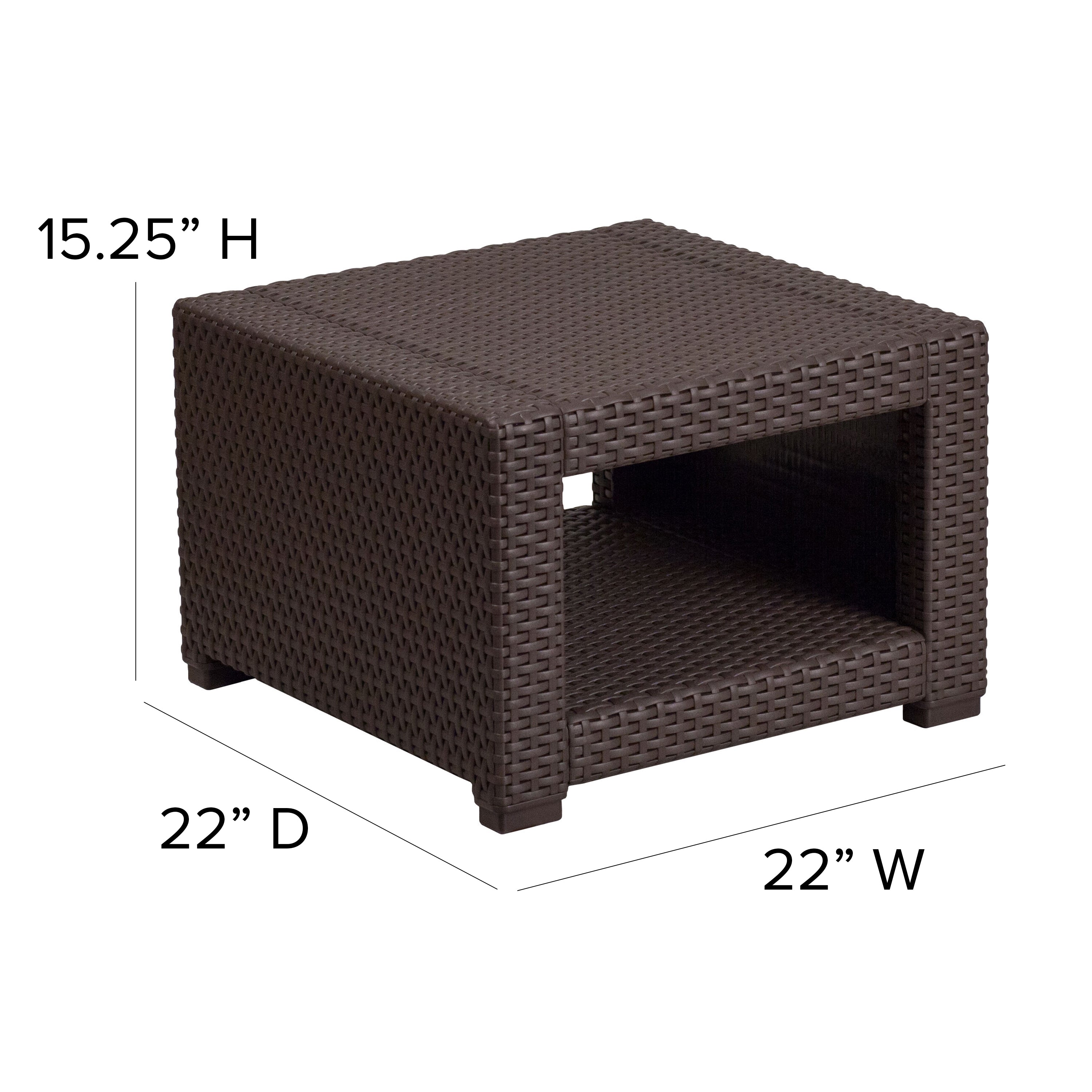 Seneca Chocolate Brown Faux Rattan End Table