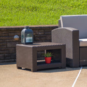 Seneca Chocolate Brown Faux Rattan End Table