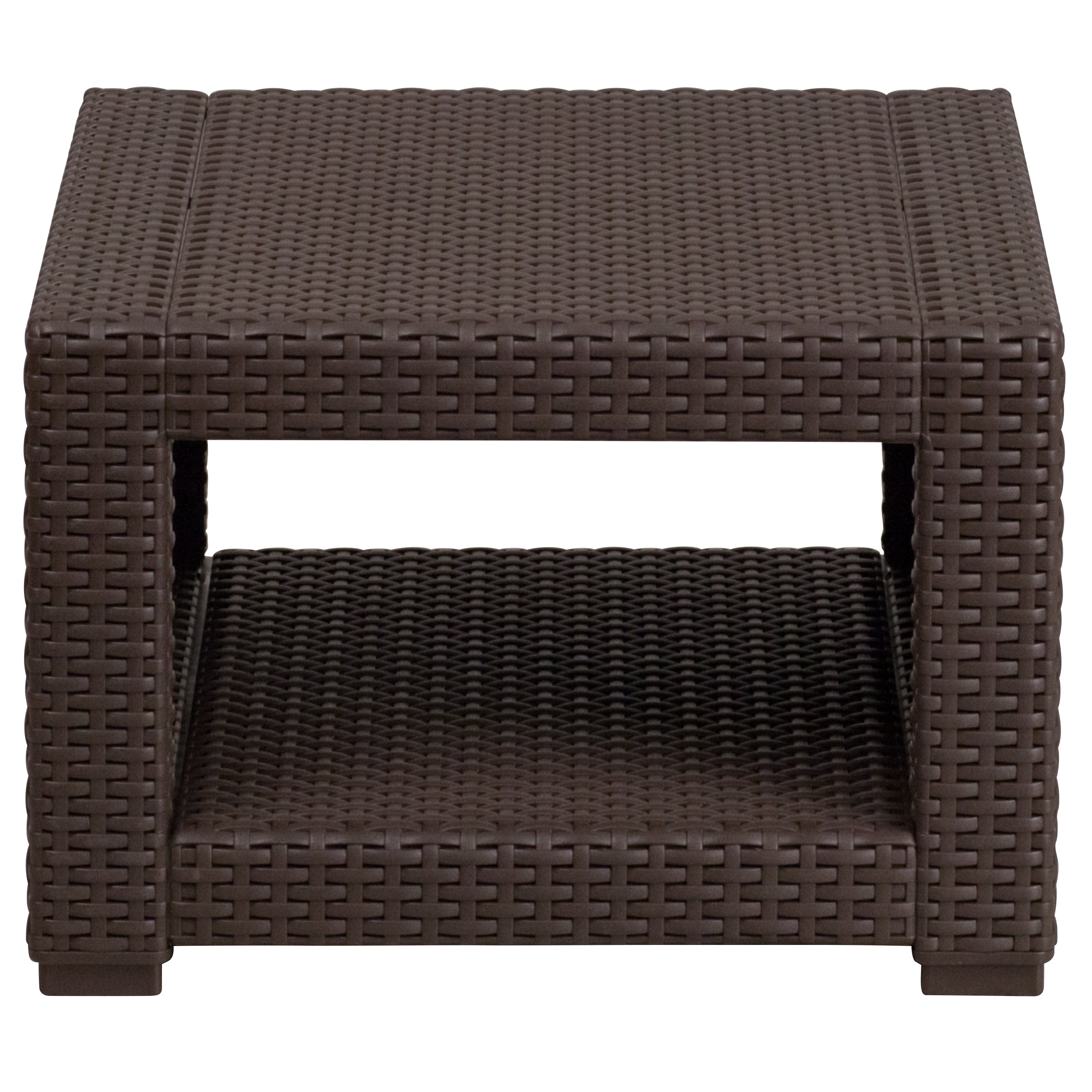 Seneca Chocolate Brown Faux Rattan End Table