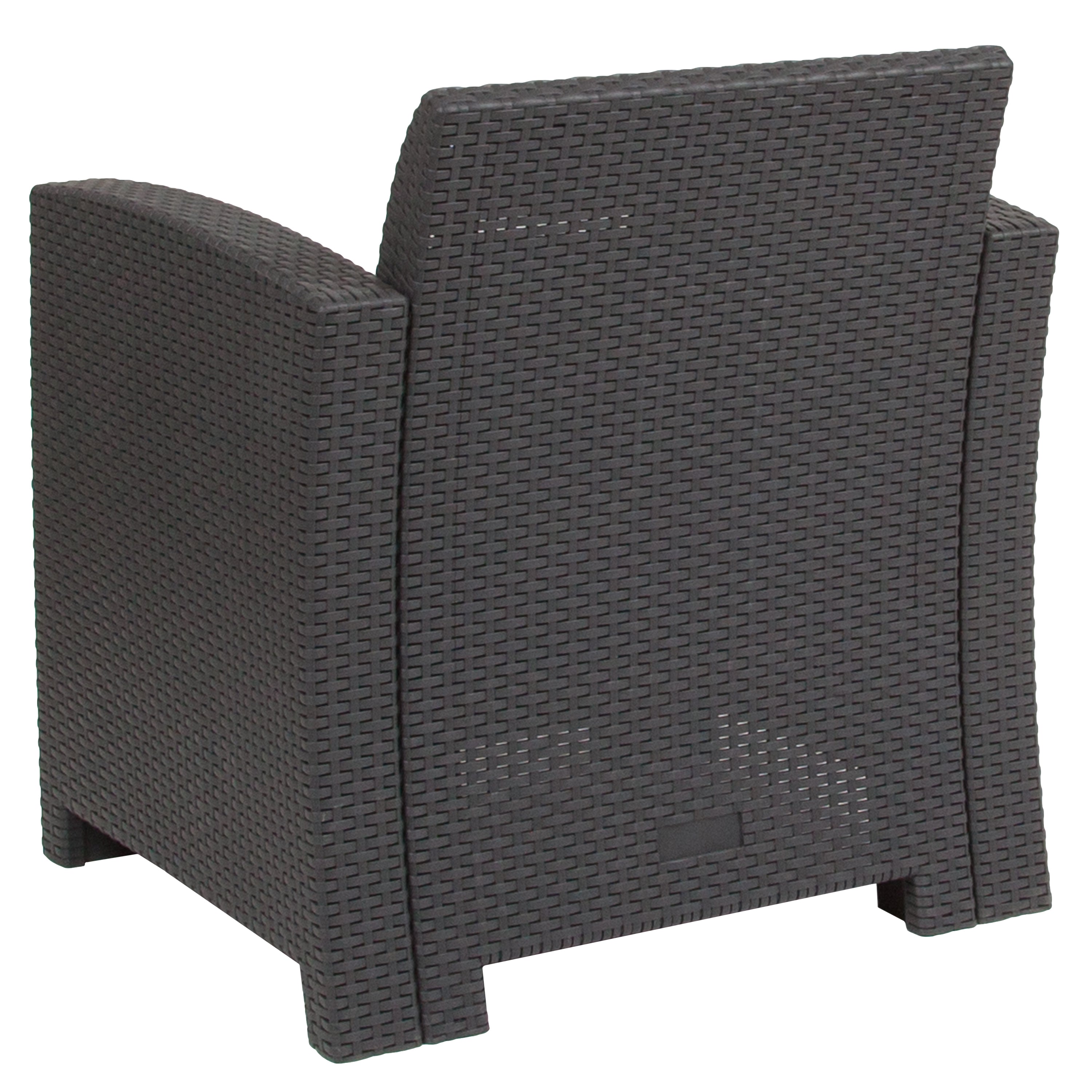 Seneca Dark Gray Faux Rattan Chair with All-Weather Seneca Light Gray Cushion