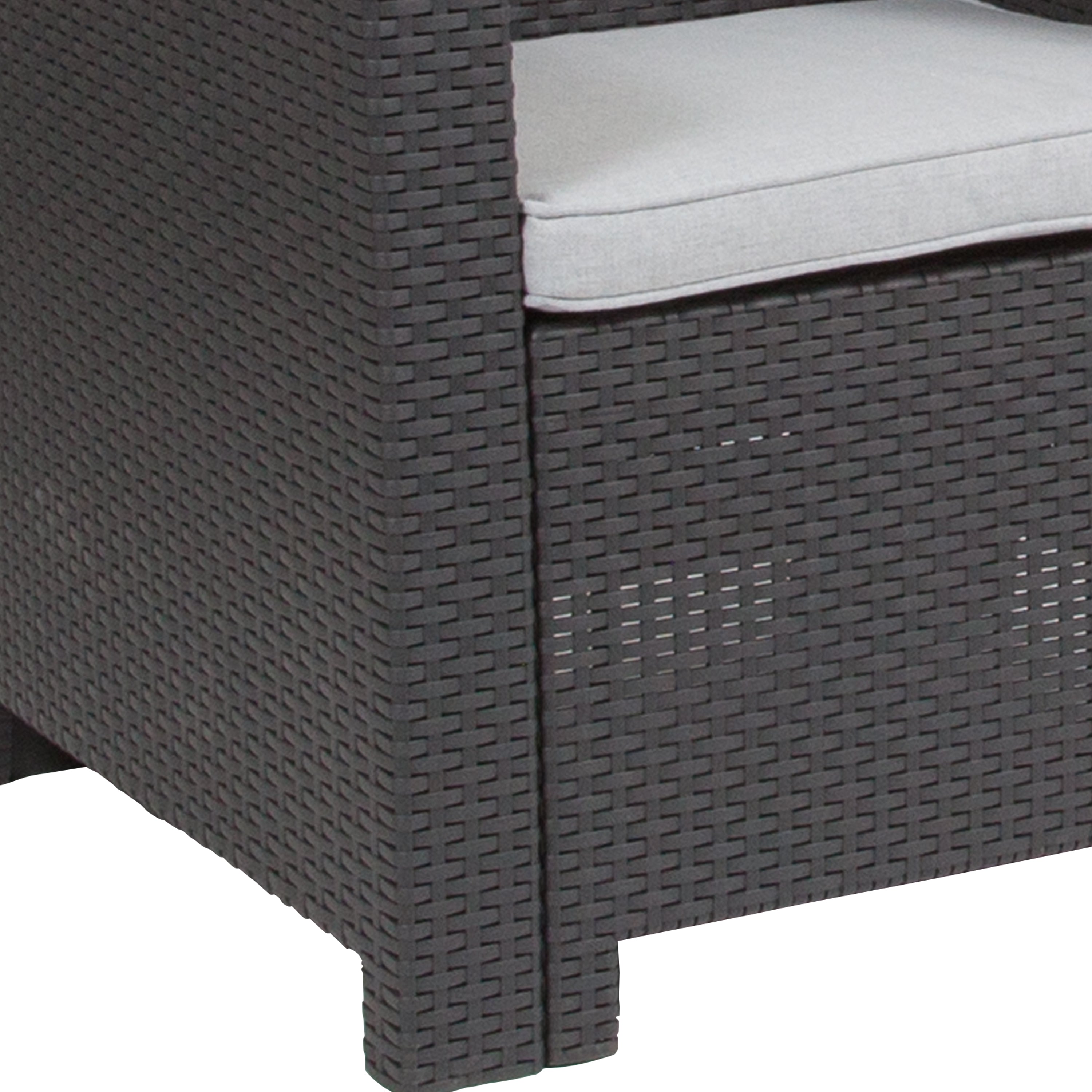 Seneca Dark Gray Faux Rattan Chair with All-Weather Seneca Light Gray Cushion