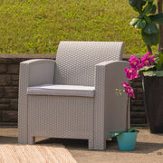 Seneca Light Gray Faux Rattan Chair with All-Weather Seneca Light Gray Cushion