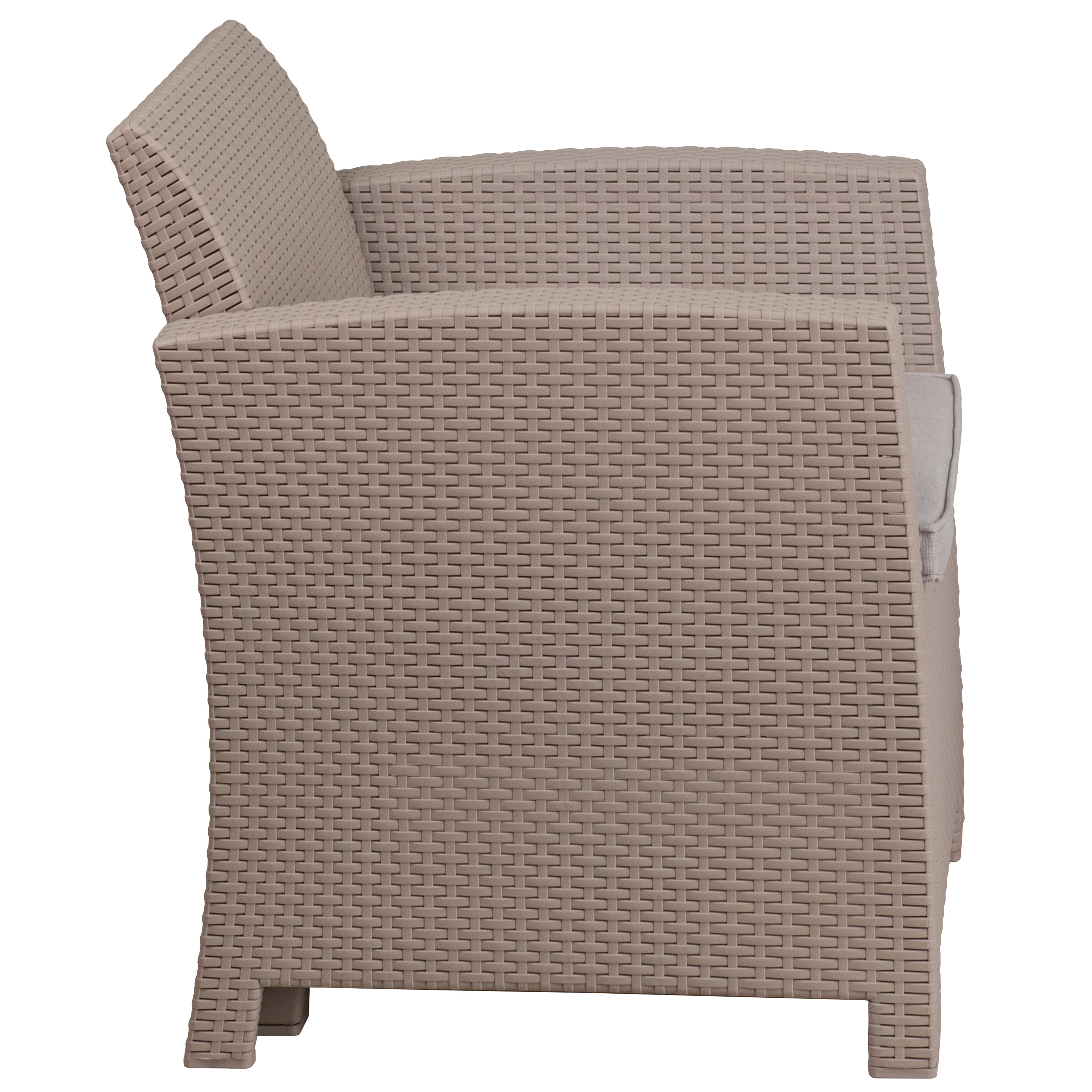 Seneca Light Gray Faux Rattan Chair with All-Weather Seneca Light Gray Cushion