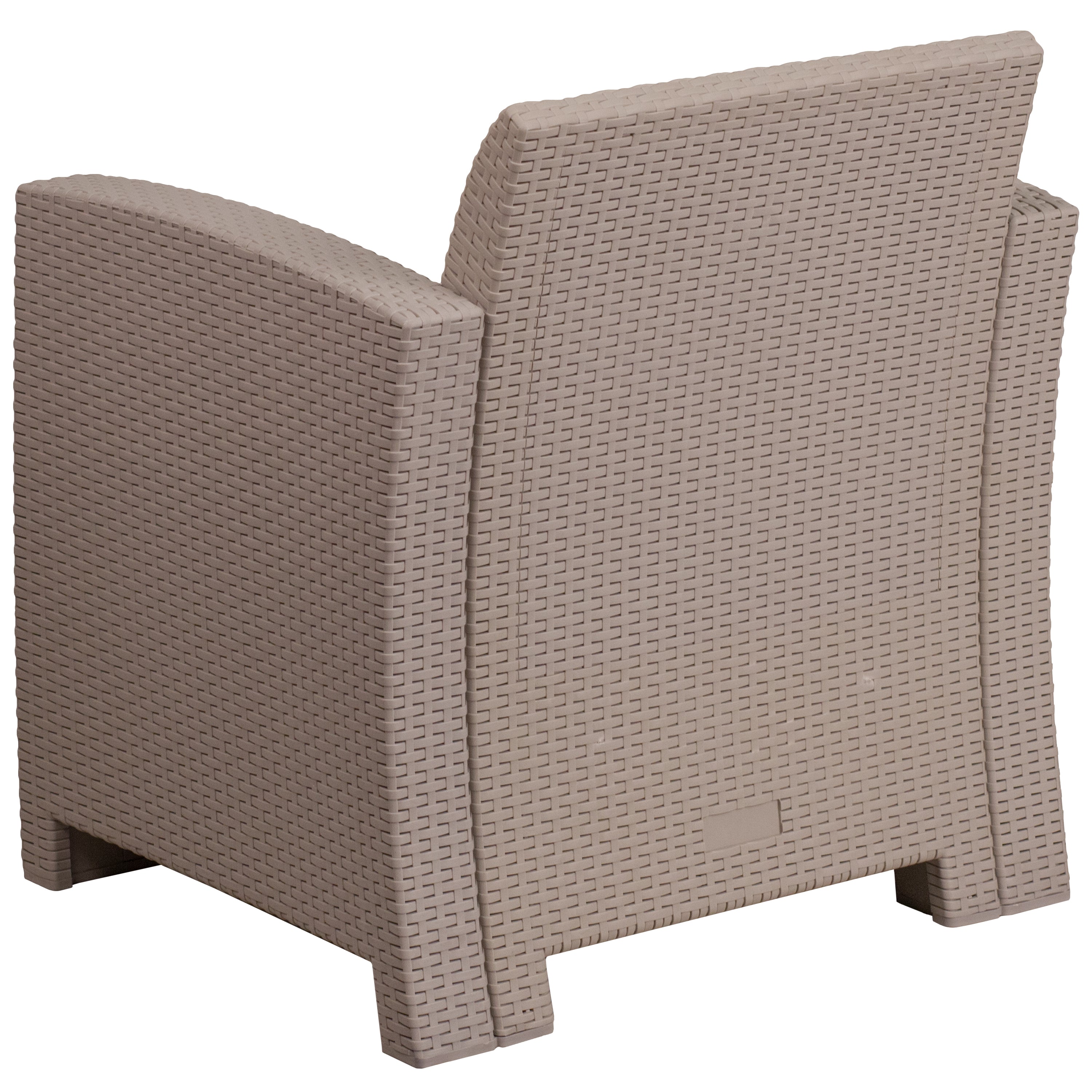 Seneca Light Gray Faux Rattan Chair with All-Weather Seneca Light Gray Cushion