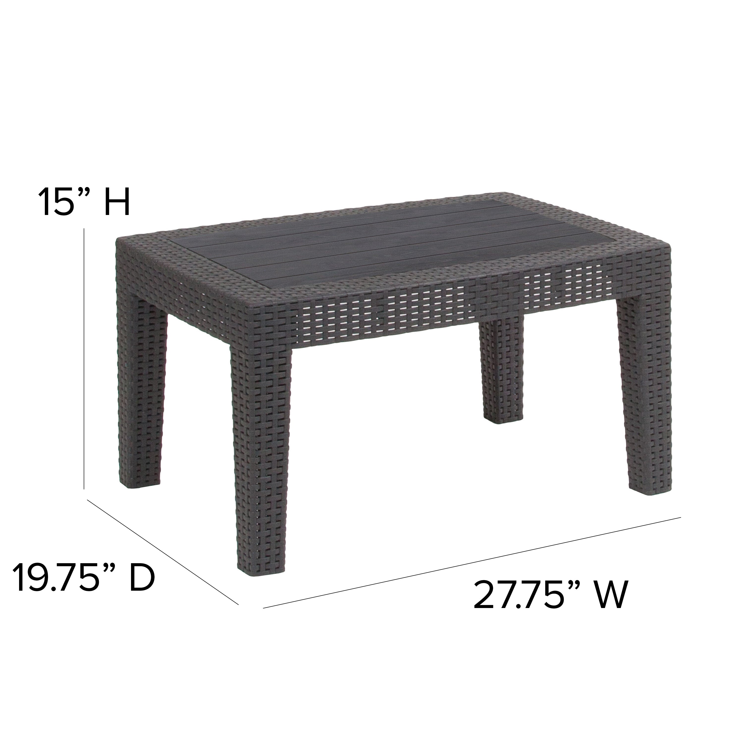 Seneca Dark Gray Faux Rattan Coffee Table