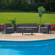 Seneca Dark Gray Faux Rattan Coffee Table