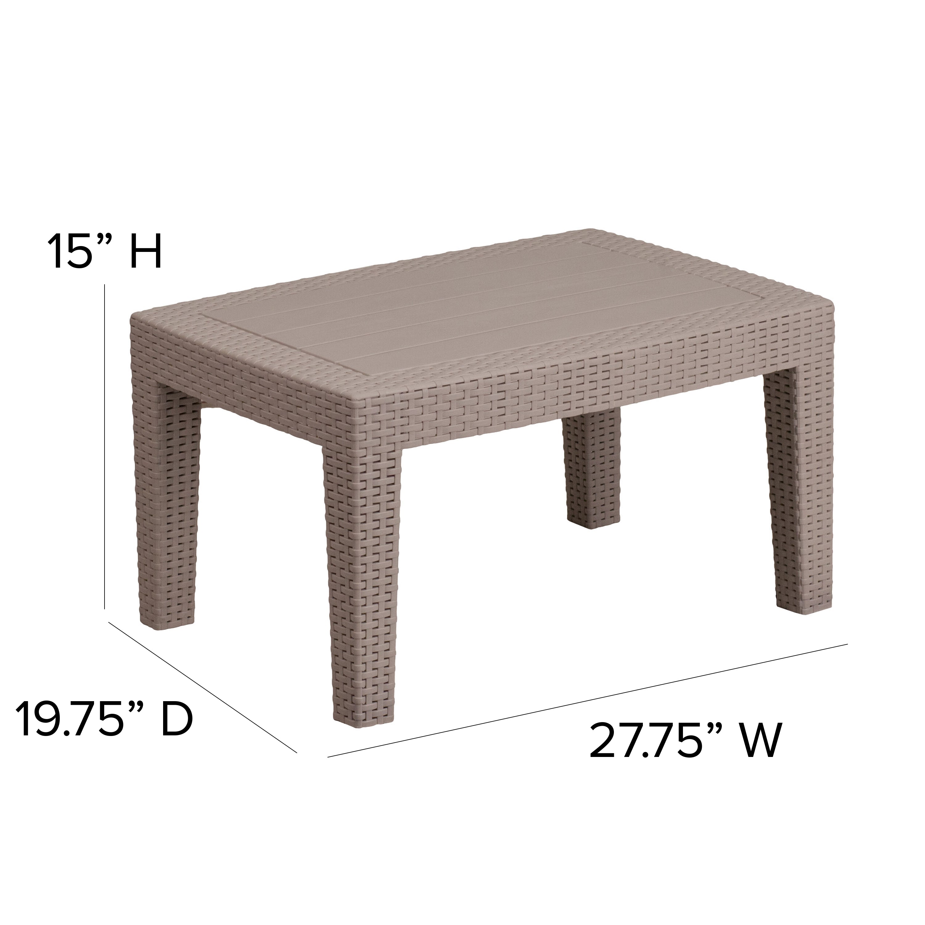 Seneca Light Gray Faux Rattan Coffee Table
