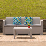 Seneca Light Gray Faux Rattan Coffee Table