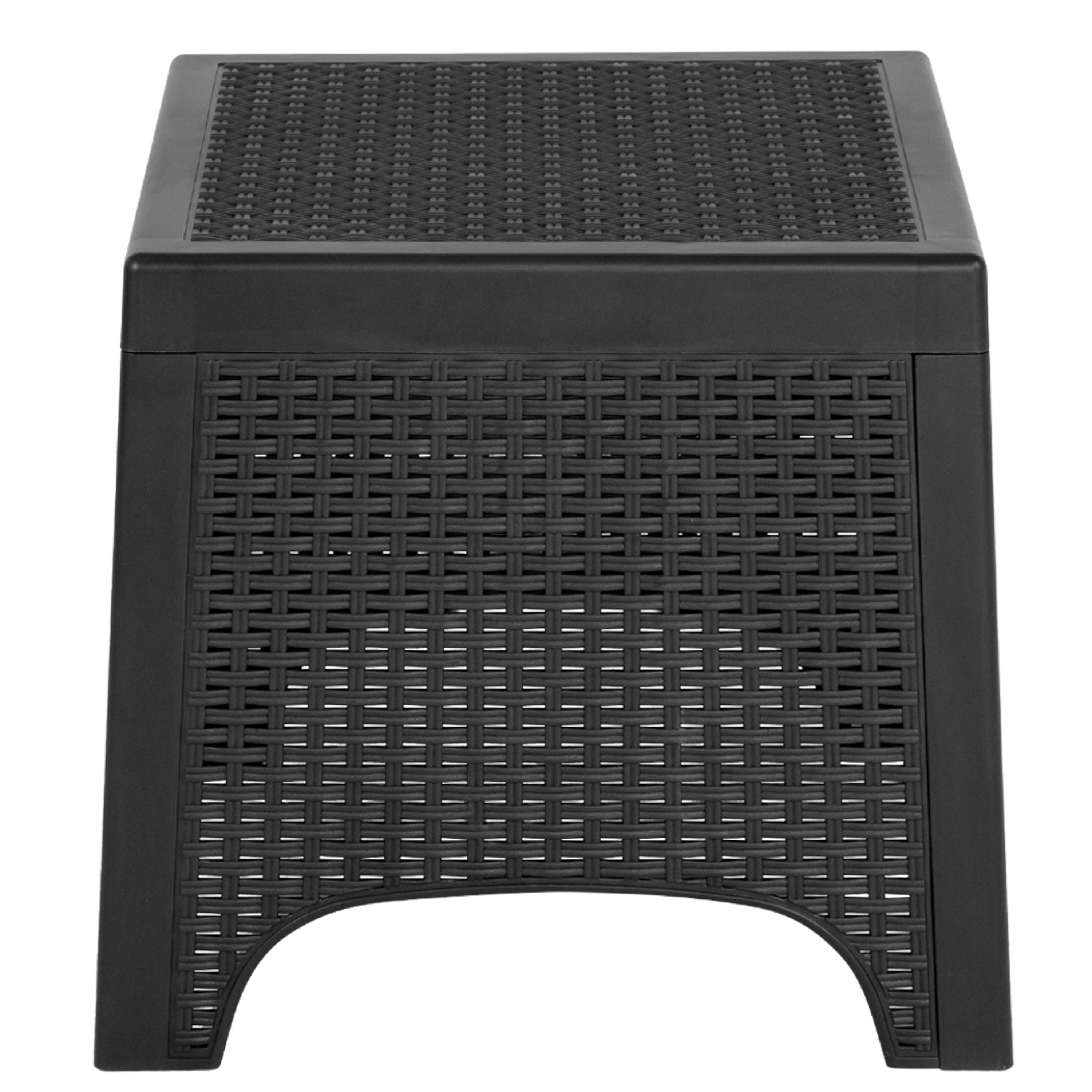 Seneca Dark Gray Faux Rattan Plastic Chair Set with Matching Side Table