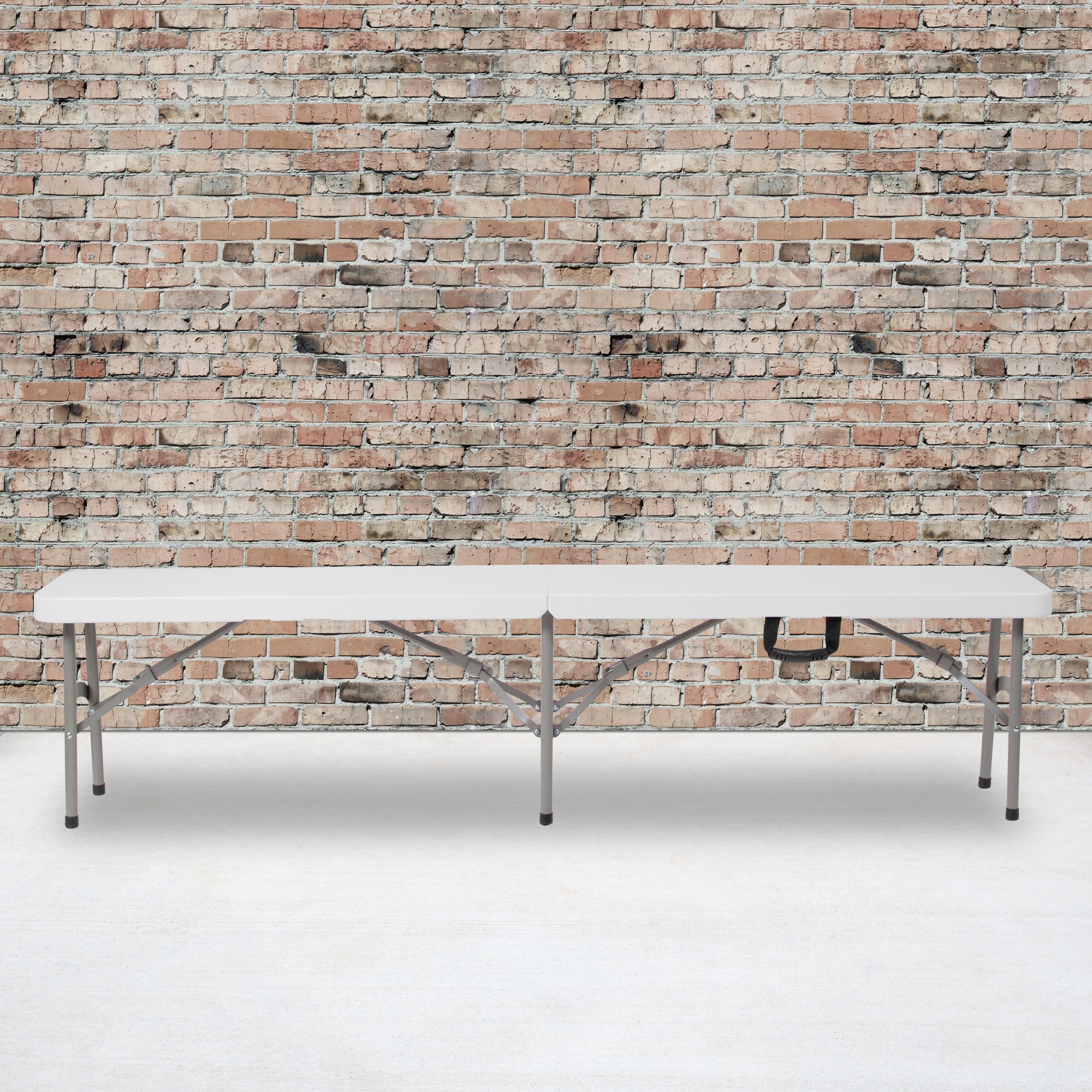 Atlas 11''W x 72"L Bi-Fold Granite White Folding Bench with Carrying Handle
