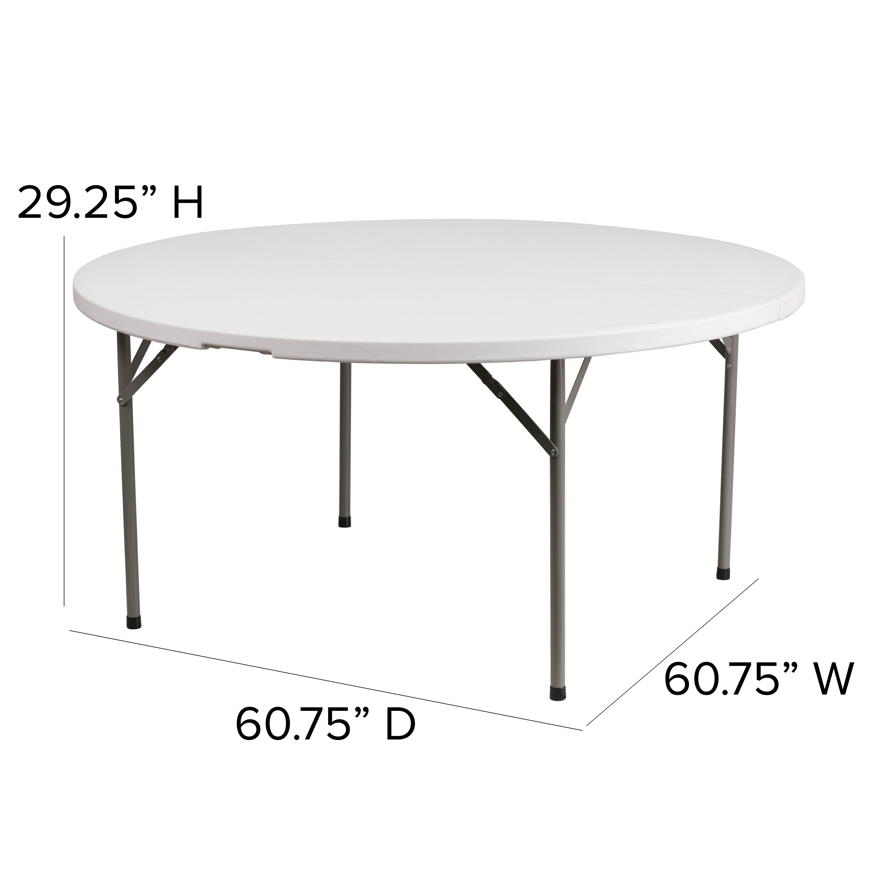 Elon 5-Foot Round Granite White Plastic Folding Table