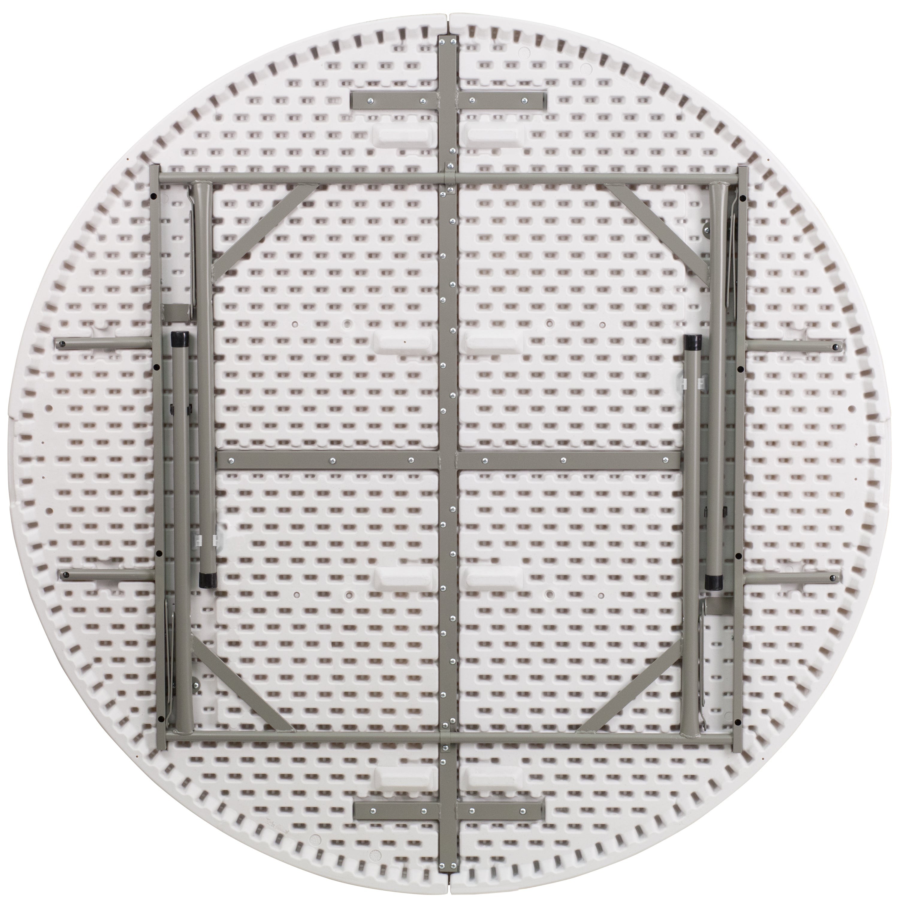 Elon 5-Foot Round Granite White Plastic Folding Table
