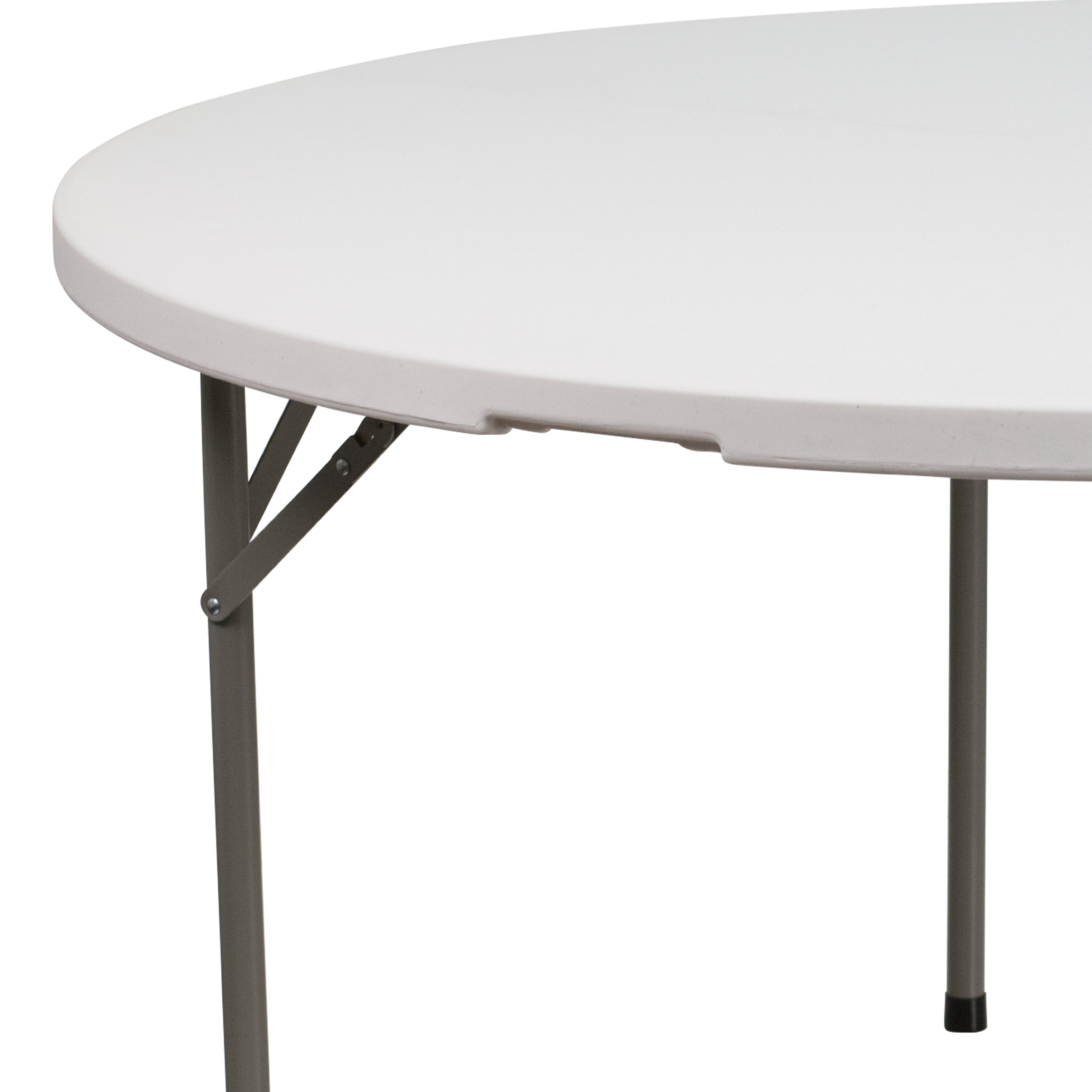 Elon 5-Foot Round Granite White Plastic Folding Table