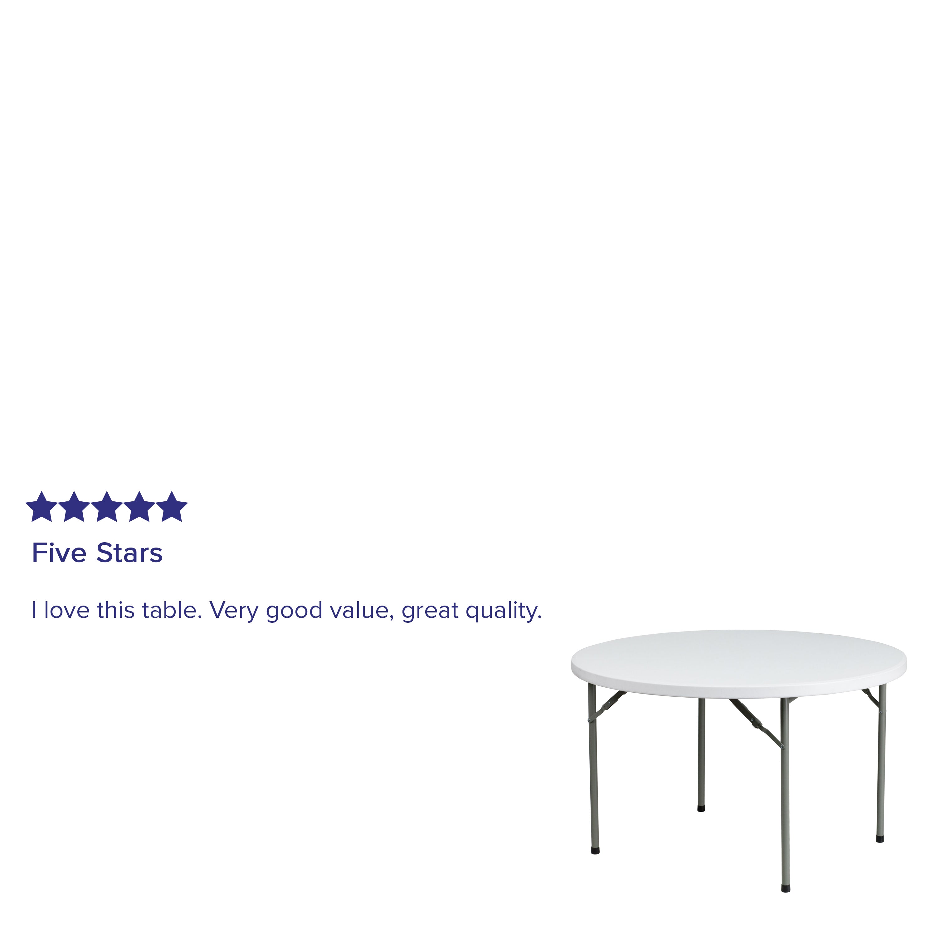 Elon 4-Foot Round Granite White Plastic Folding Table