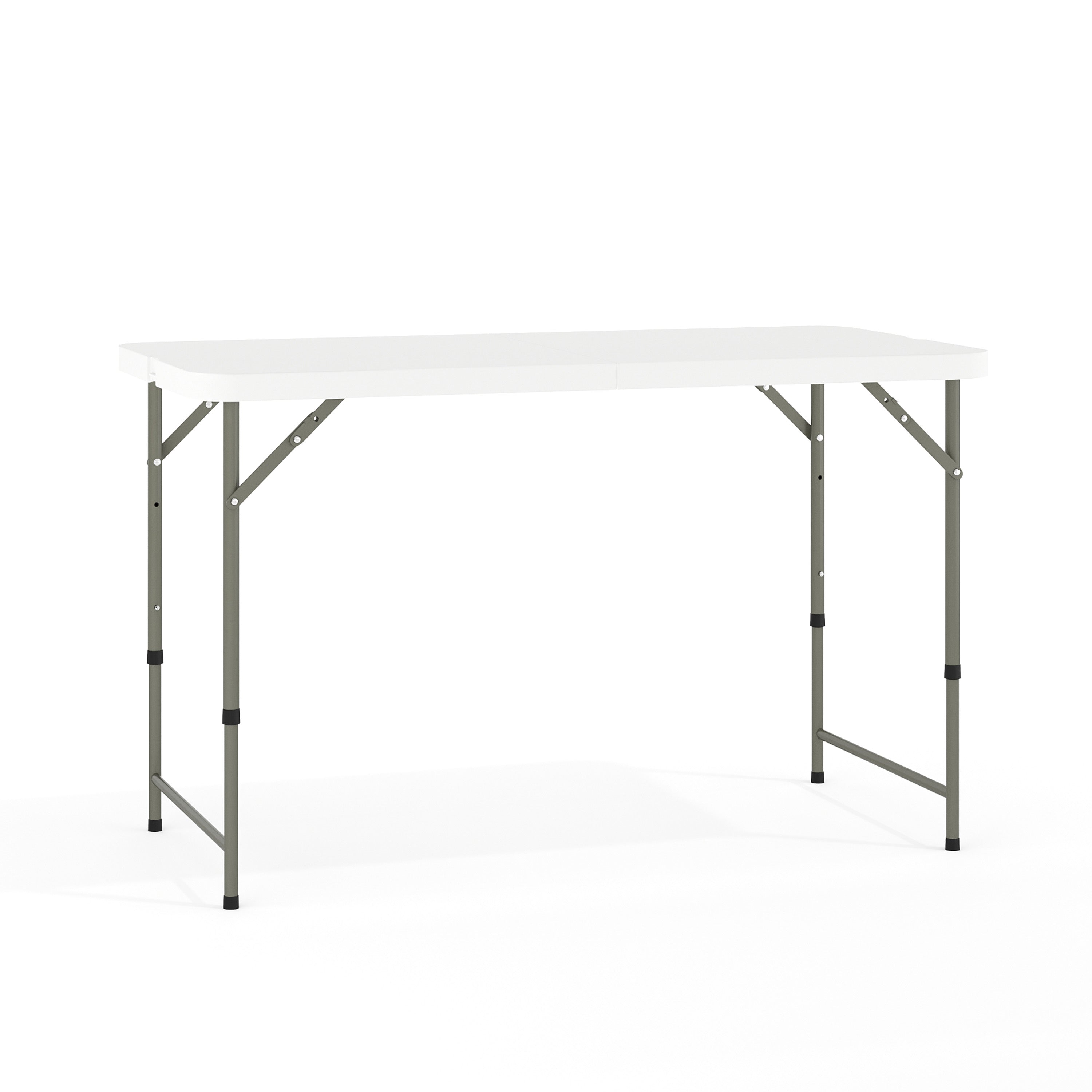 Elon 4-Foot Height Adjustable Bi-Fold Granite White Plastic Folding Table
