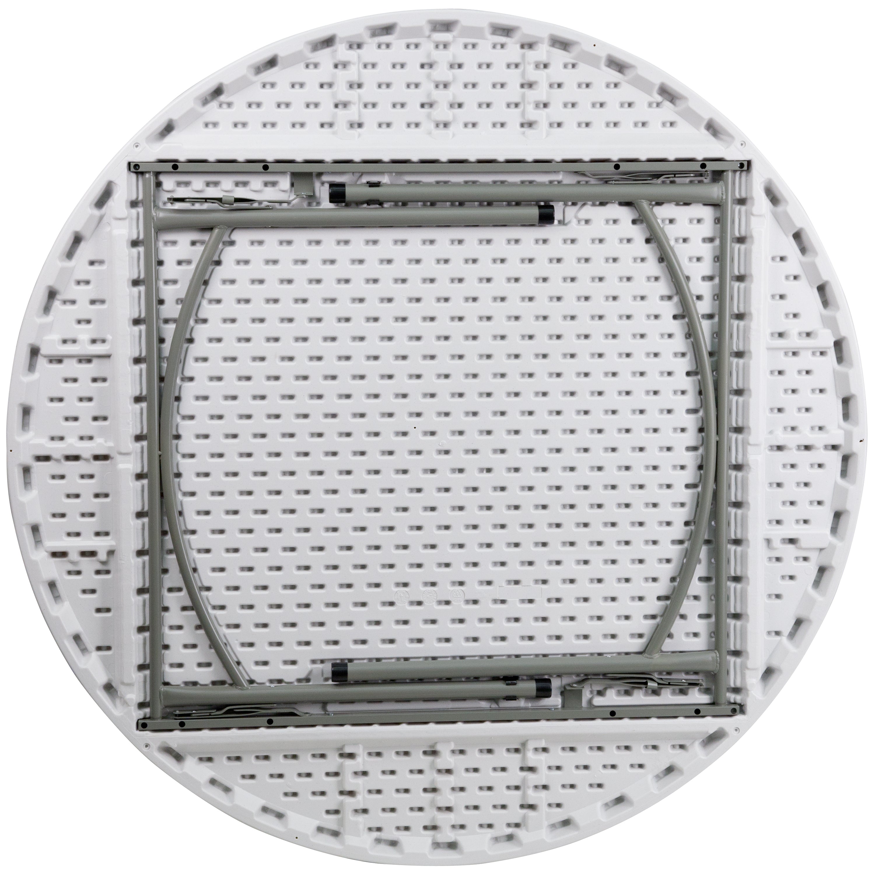 Elon 5-Foot Round Granite White Plastic Folding Table