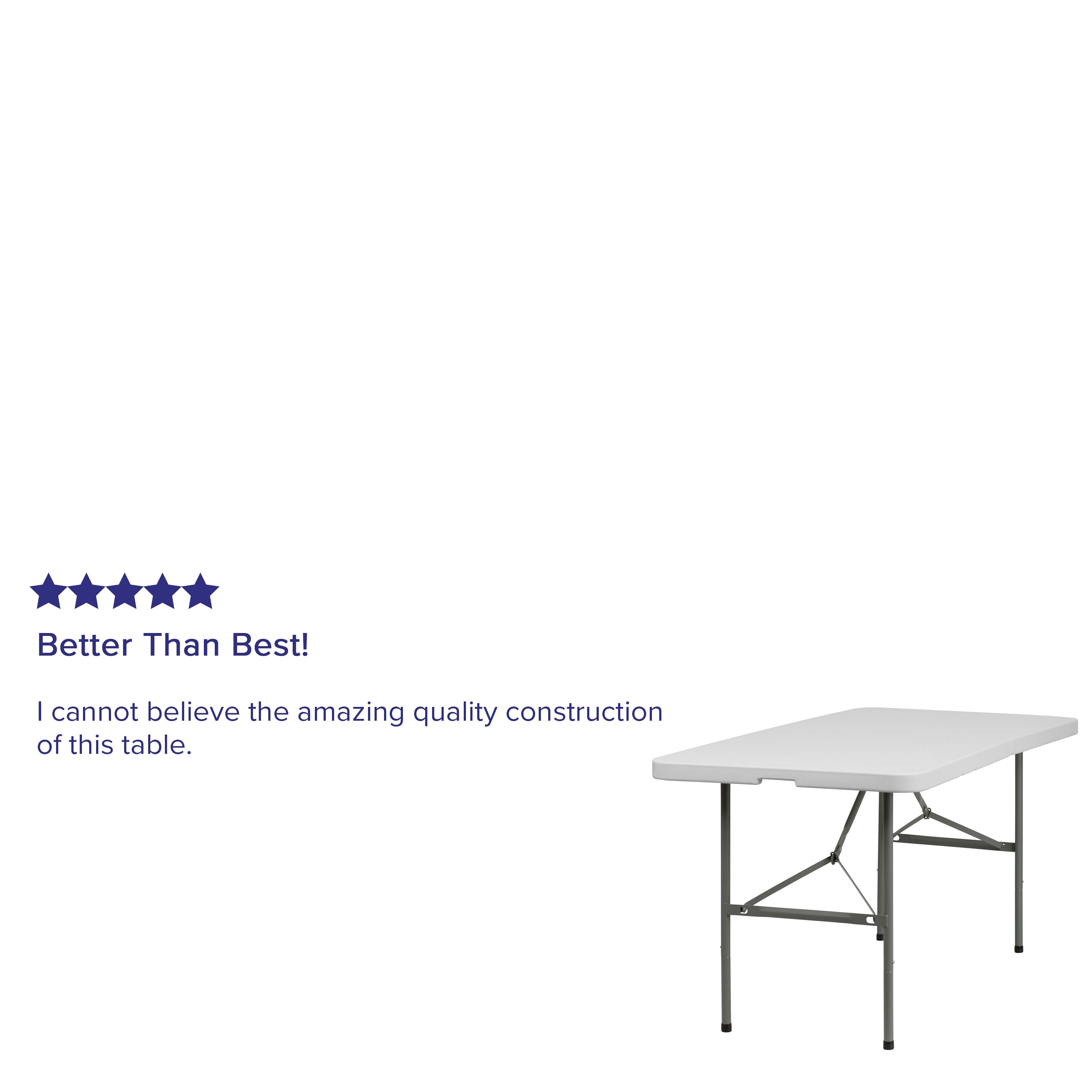 Elon 5-Foot Bi-Fold Granite White Plastic Folding Table