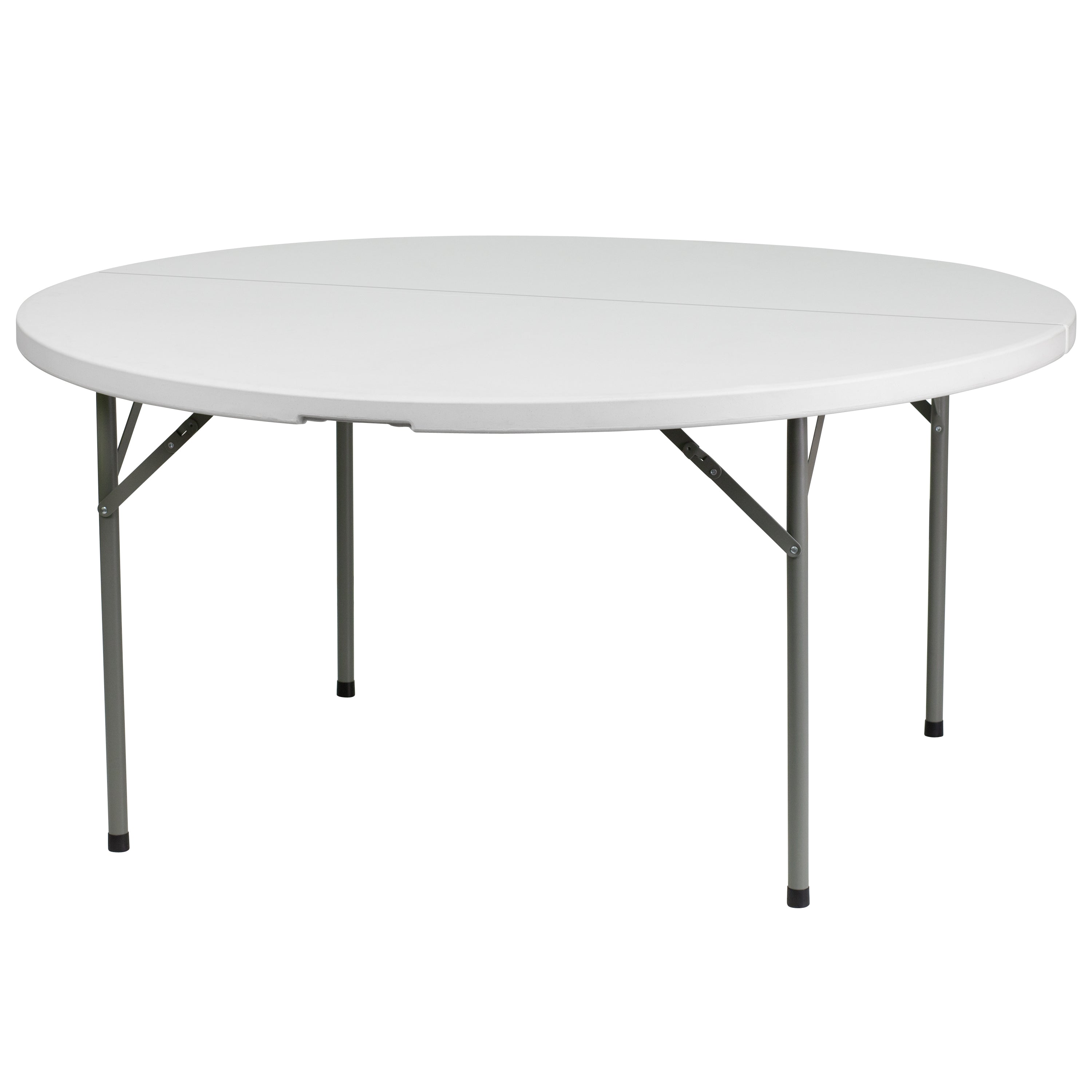 Elon 5-Foot Round Granite White Plastic Folding Table