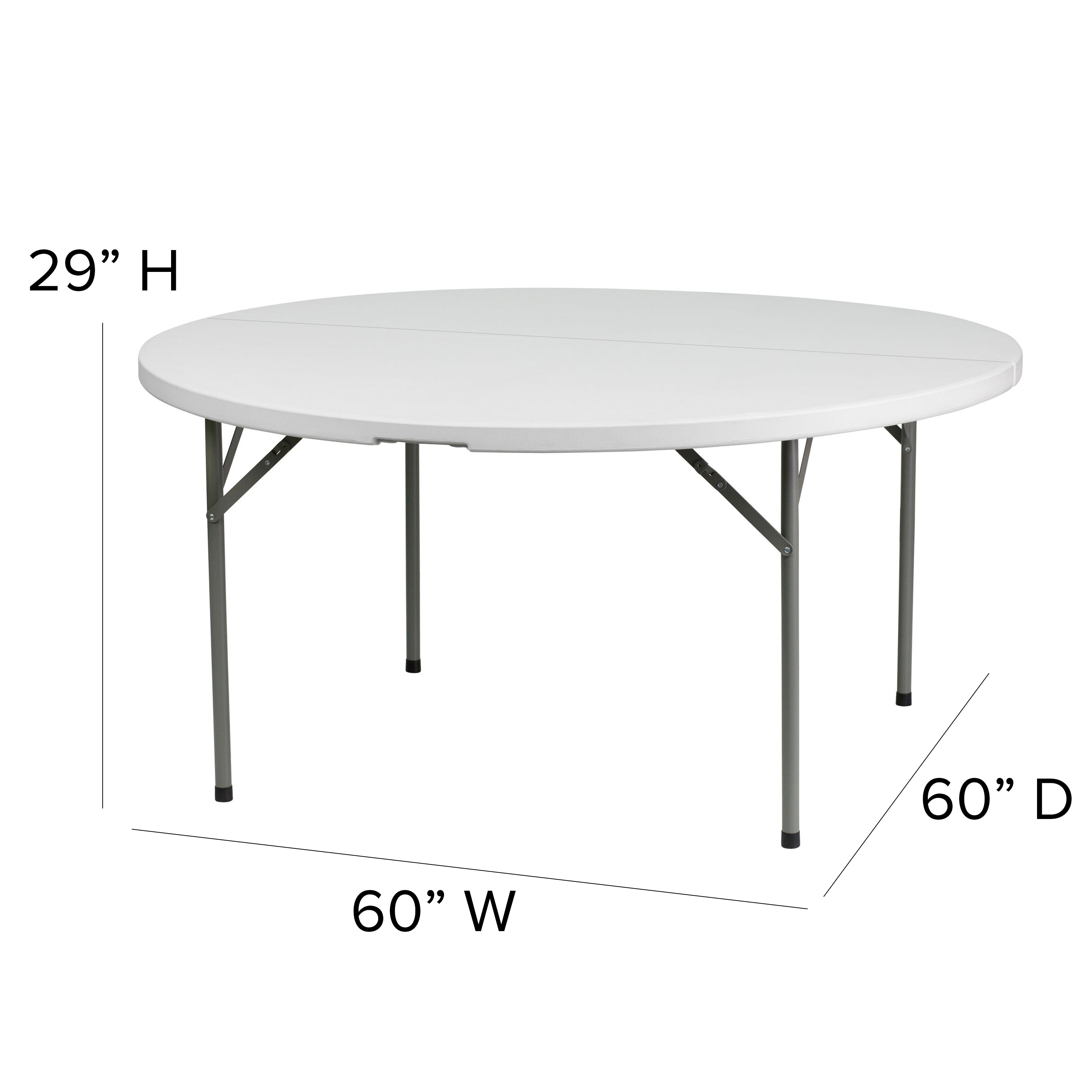 Elon 5-Foot Round Granite White Plastic Folding Table