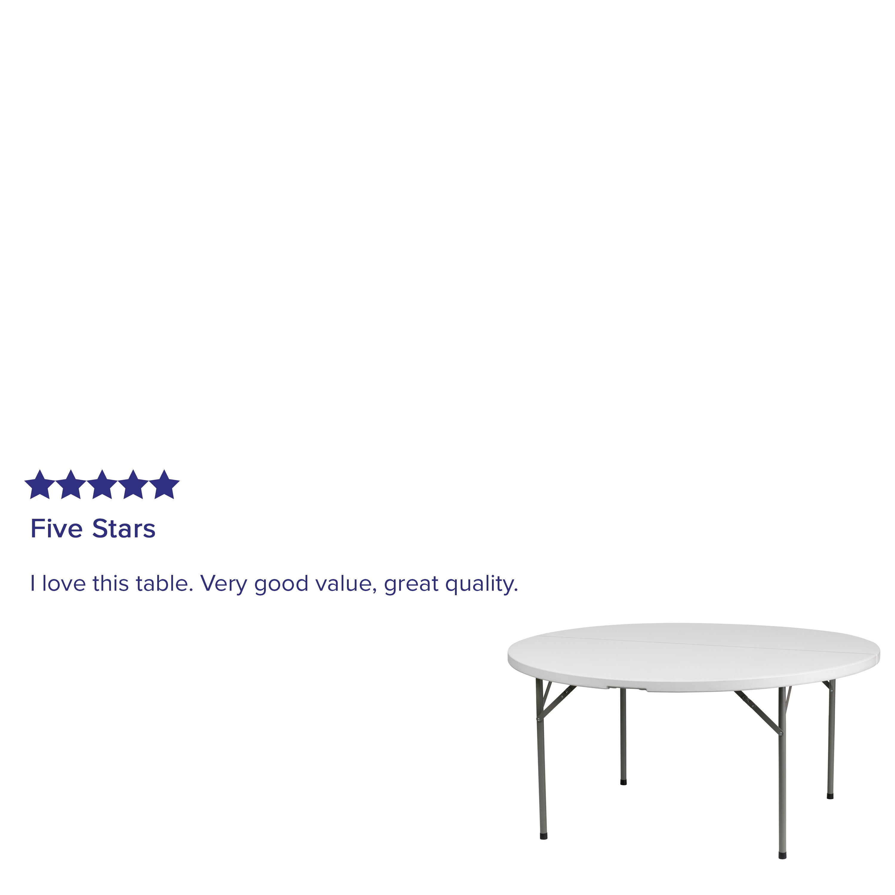Elon 5-Foot Round Granite White Plastic Folding Table