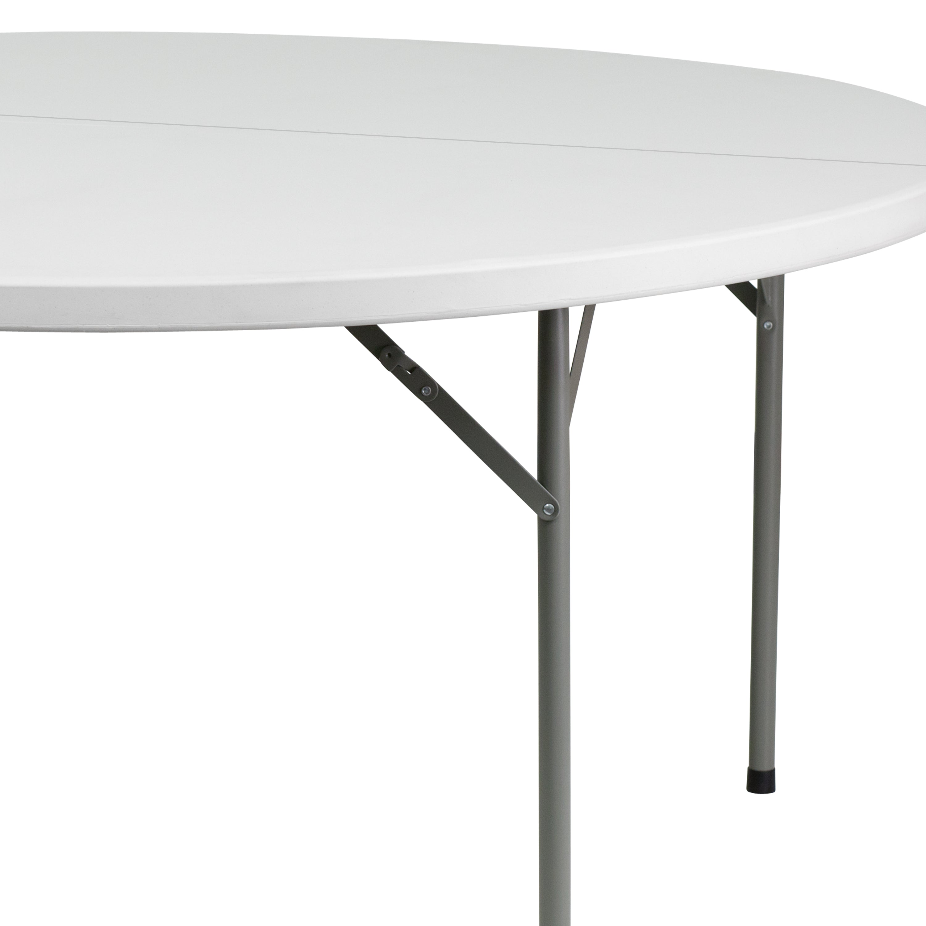 Elon 5-Foot Round Granite White Plastic Folding Table