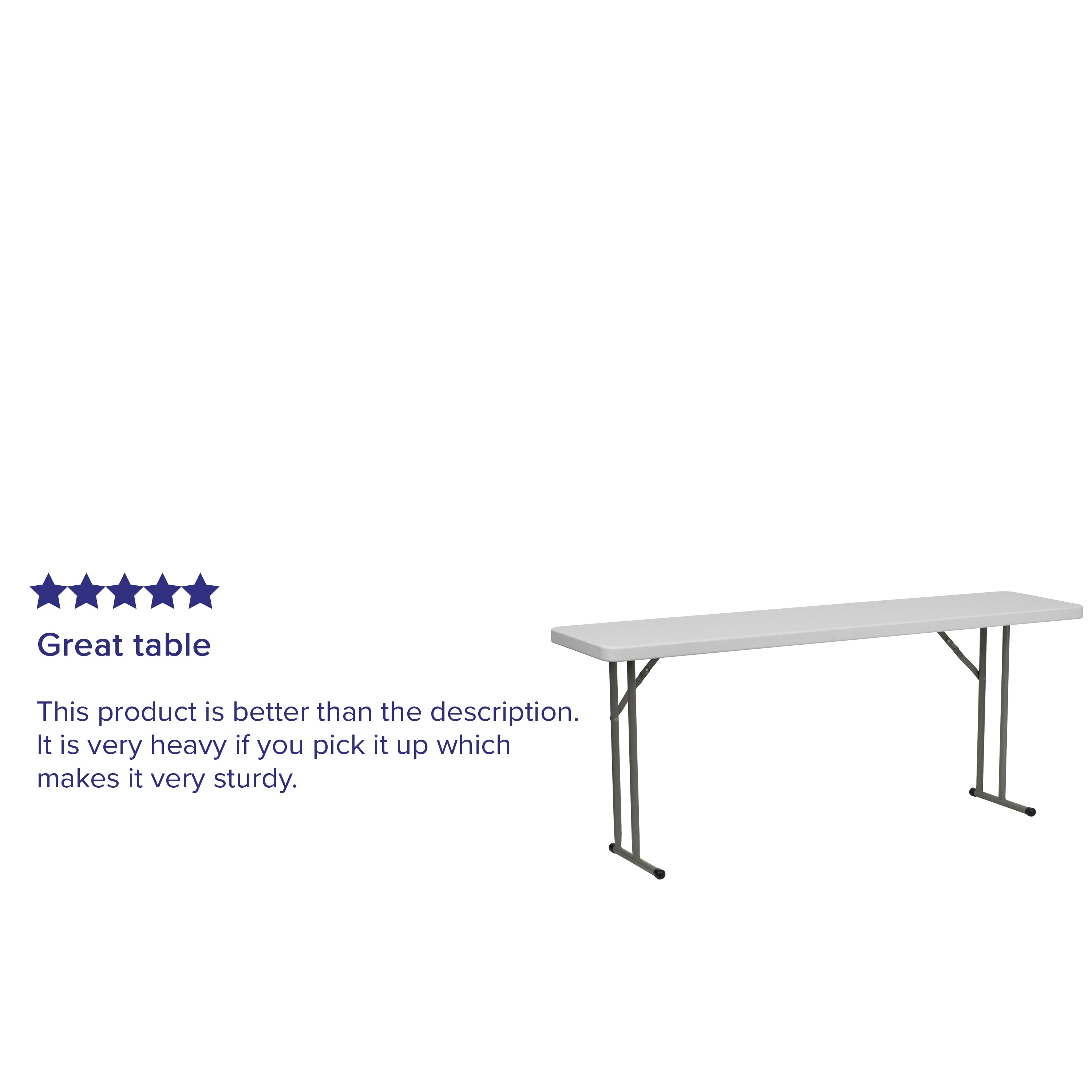 Elon 6-Foot Granite White Plastic Folding Training Table