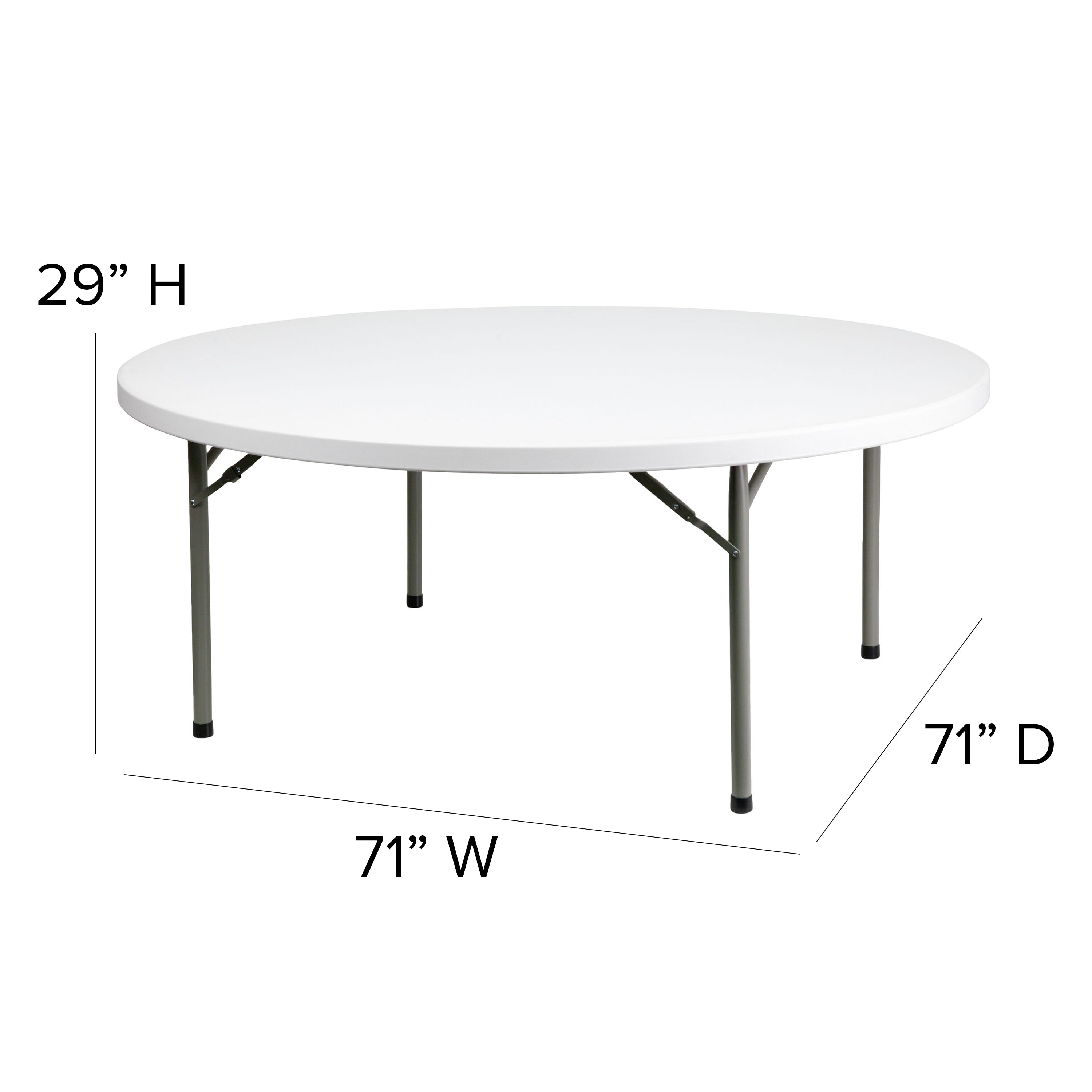 Elon 6-Foot Round Granite White Plastic Folding Table