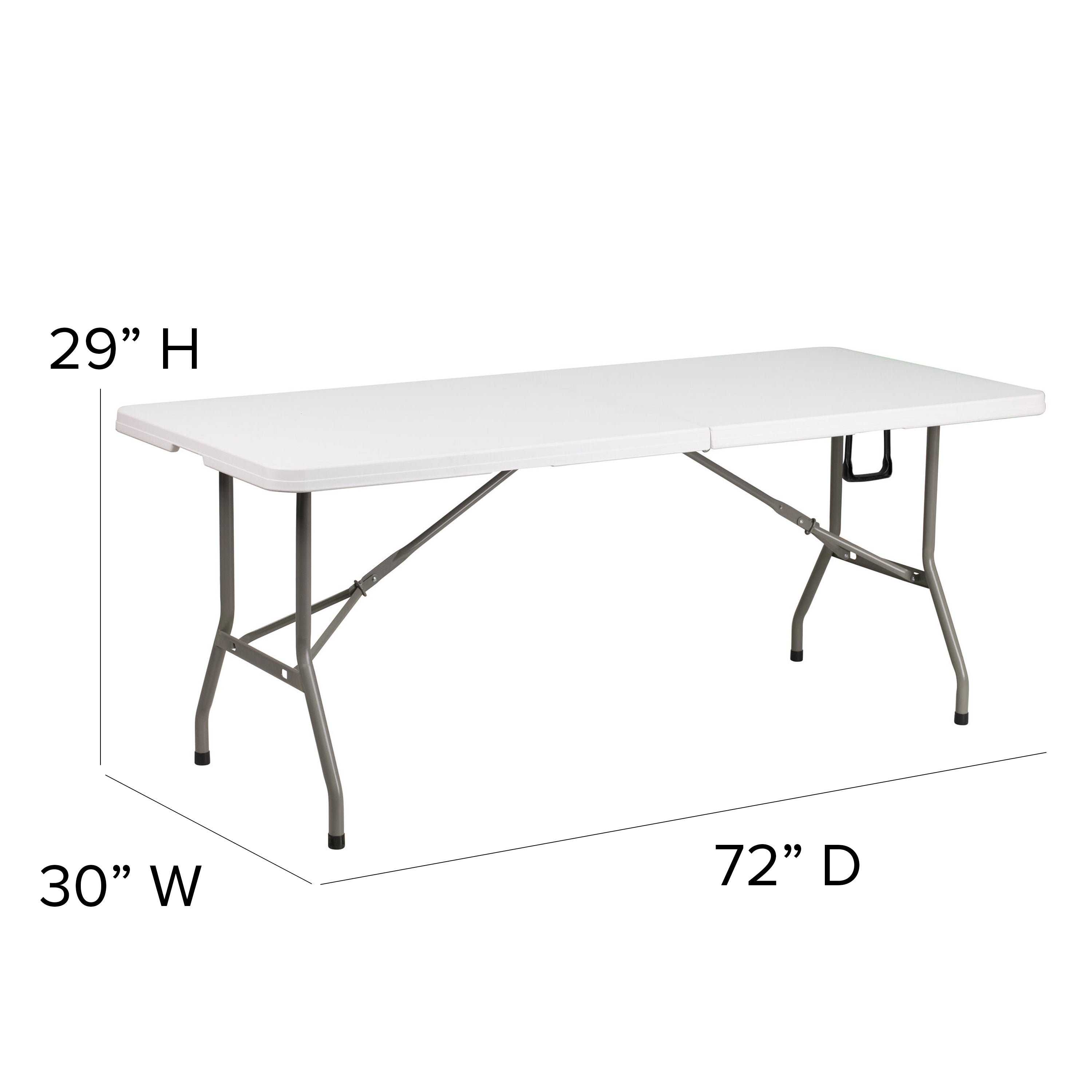 Elon 6-Foot Bi-Fold Granite White Plastic Banquet and Event Folding Table with Carrying Handle