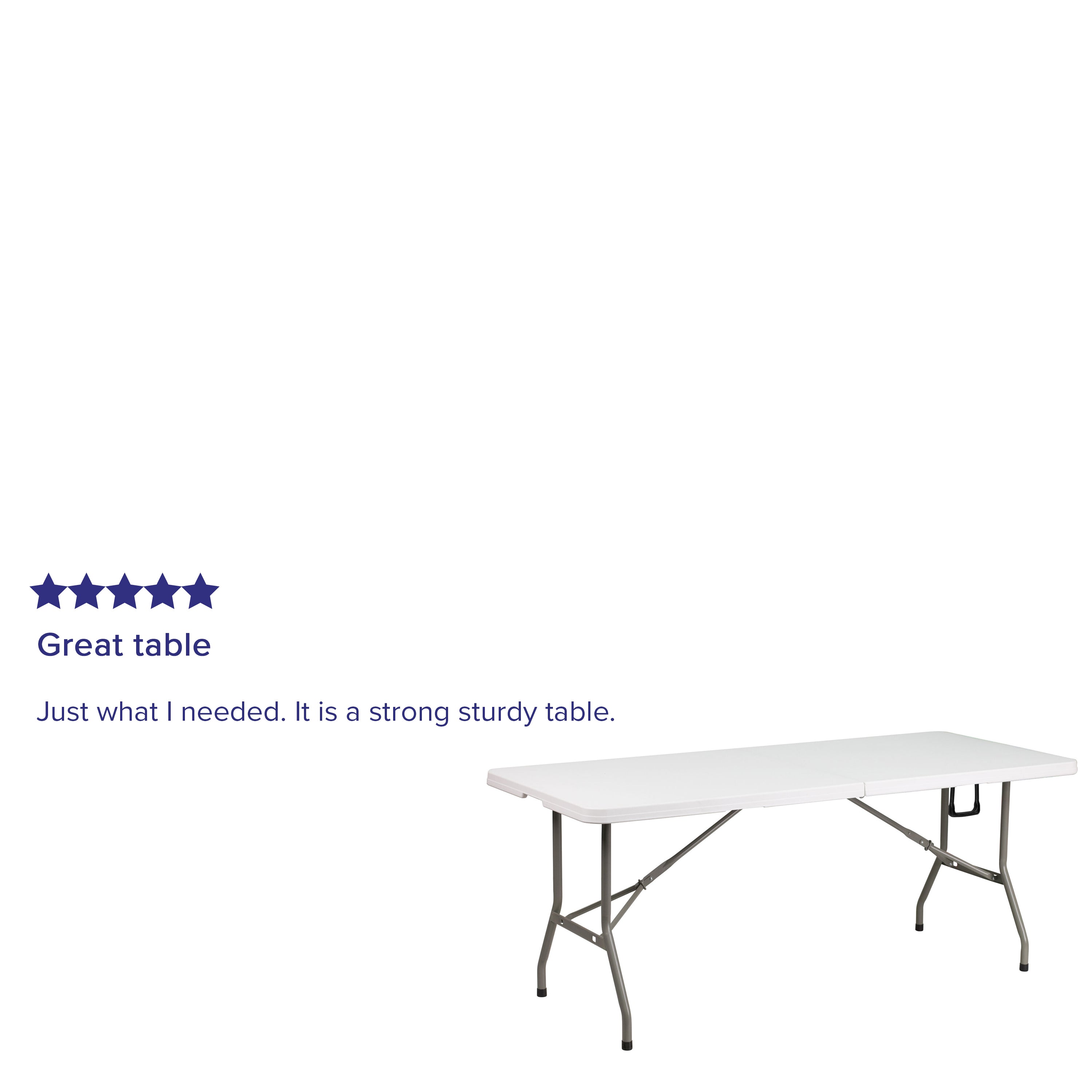 Elon 6-Foot Bi-Fold Granite White Plastic Banquet and Event Folding Table with Carrying Handle