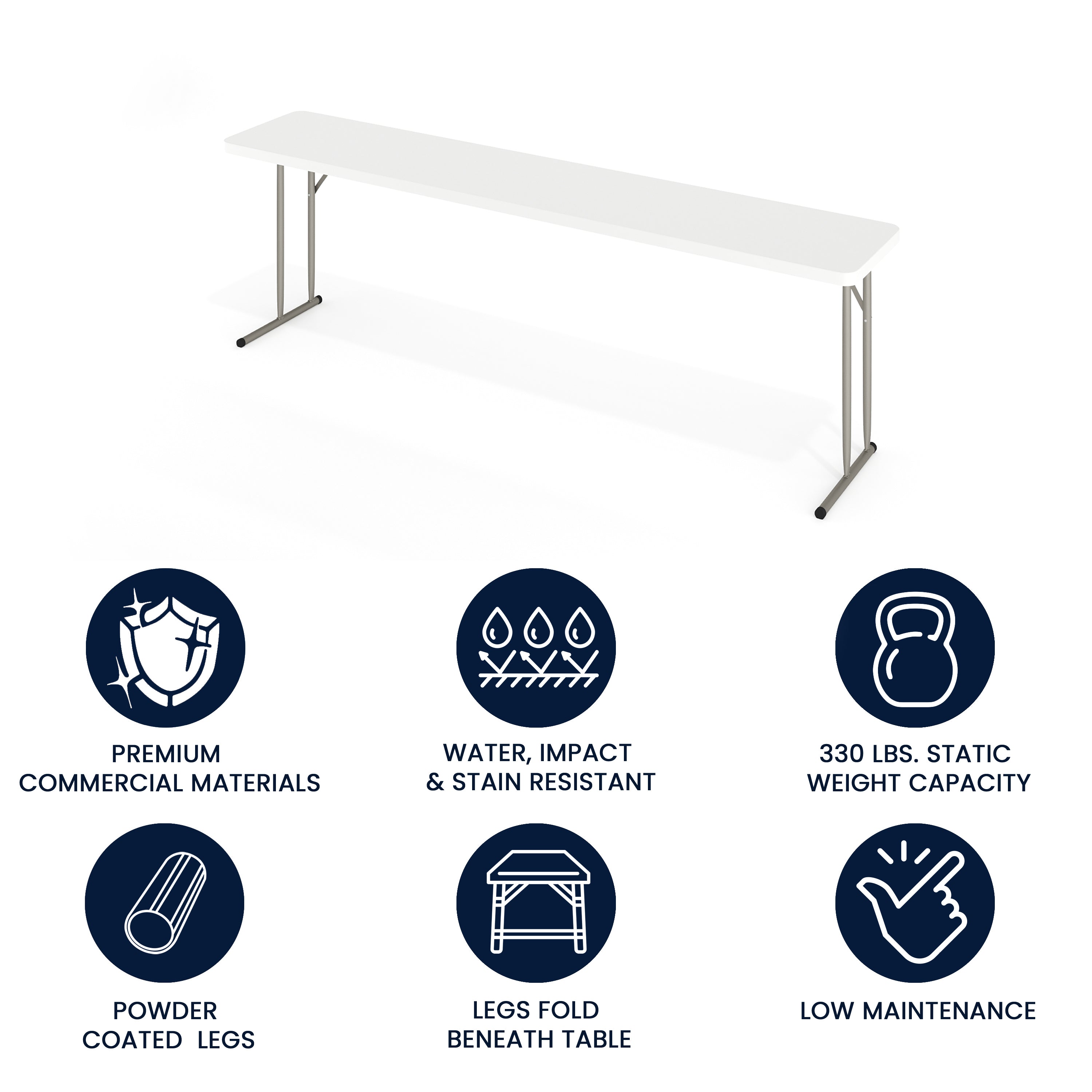 Elon 8-Foot Granite White Plastic Folding Training Table