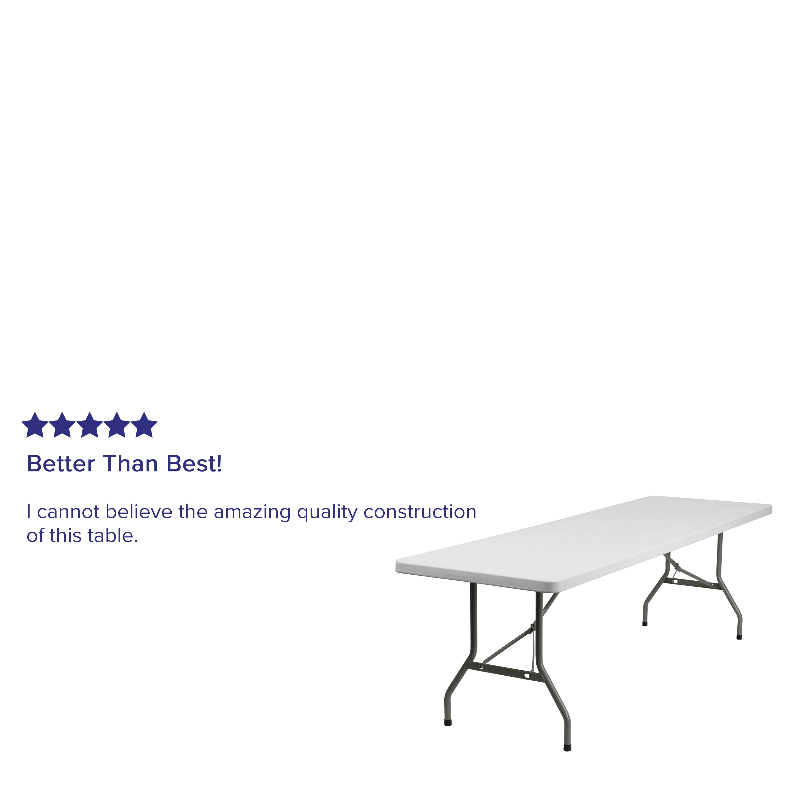 Elon 8-Foot Granite White Plastic Folding Table
