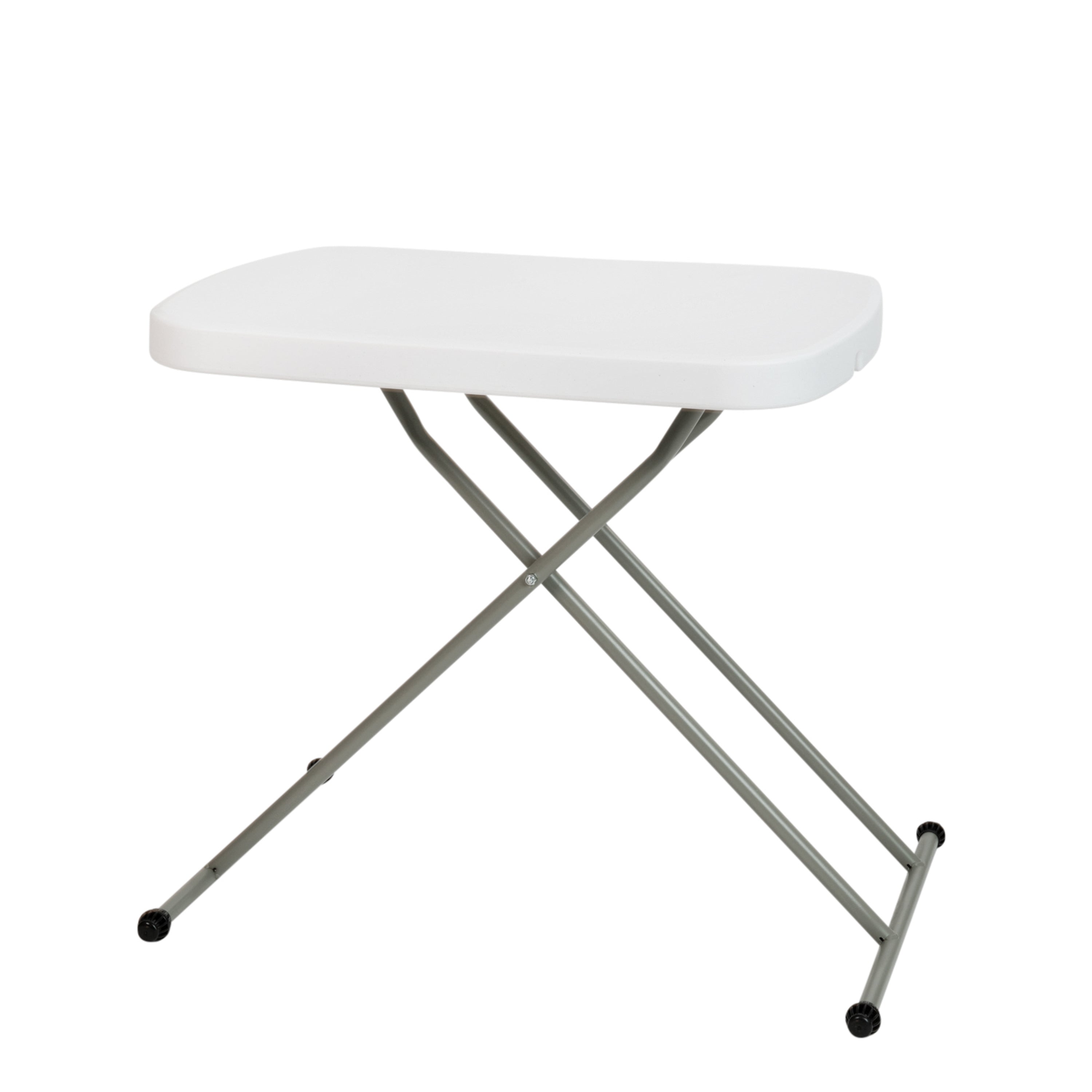 Elon 26 Inch Granite White Indoor/Outdoor Plastic Folding Table, Adjustable Height Commercial Grade Side Table, Laptop Table, TV Tray