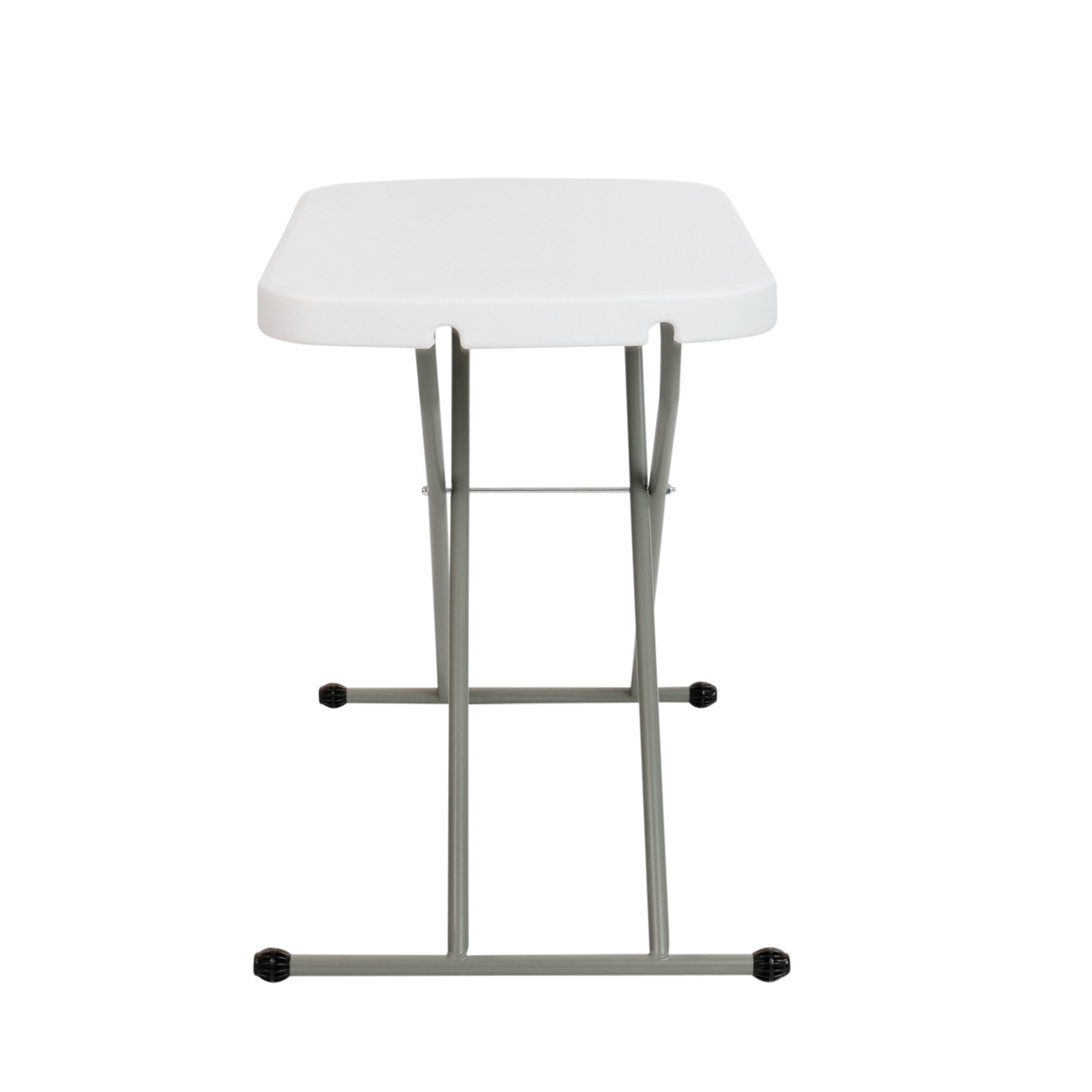 Elon 26 Inch Granite White Indoor/Outdoor Plastic Folding Table, Adjustable Height Commercial Grade Side Table, Laptop Table, TV Tray