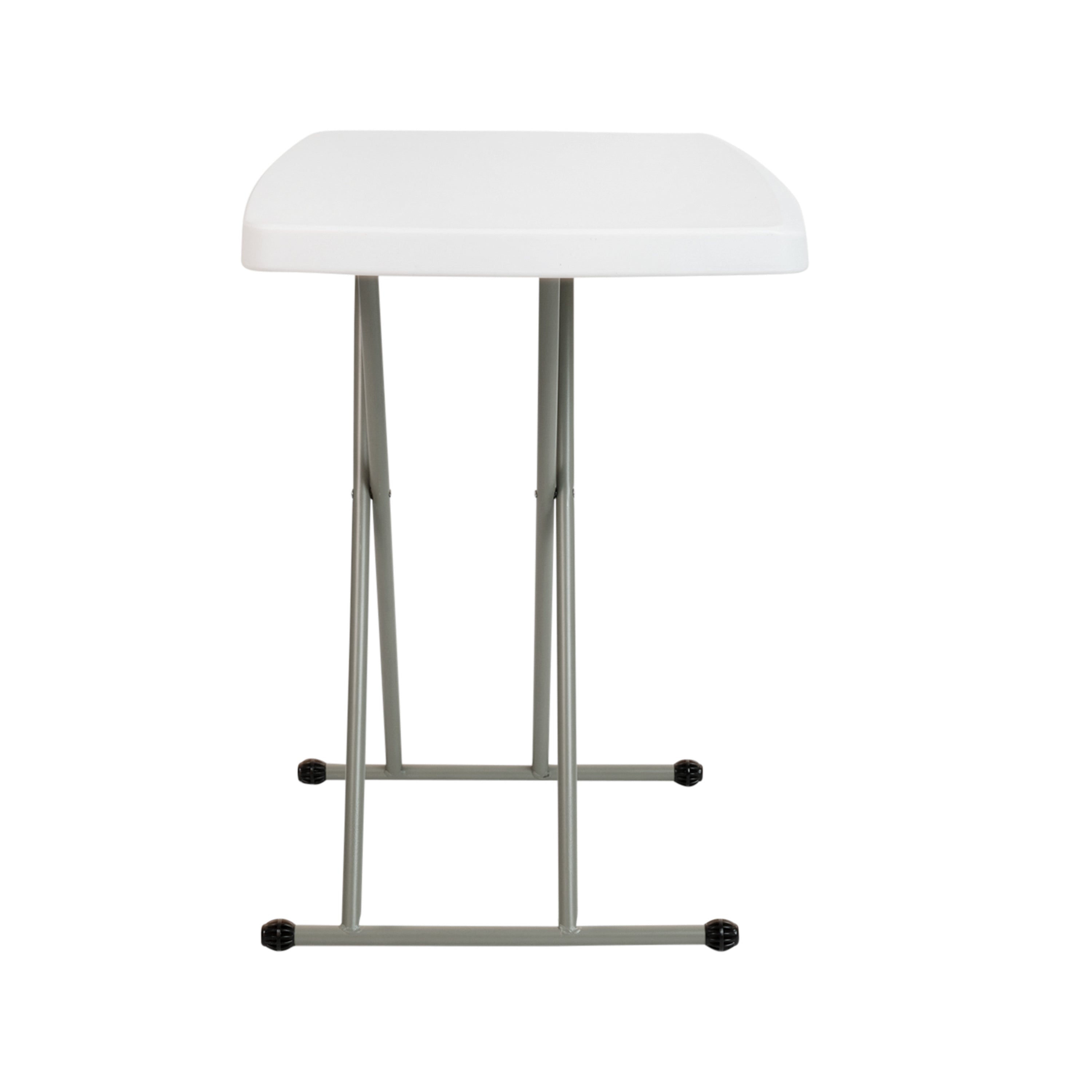 Elon 30 Inch Granite White Indoor/Outdoor Plastic Folding Table, Adjustable Height Commercial Grade Side Table, Laptop Table, TV Tray