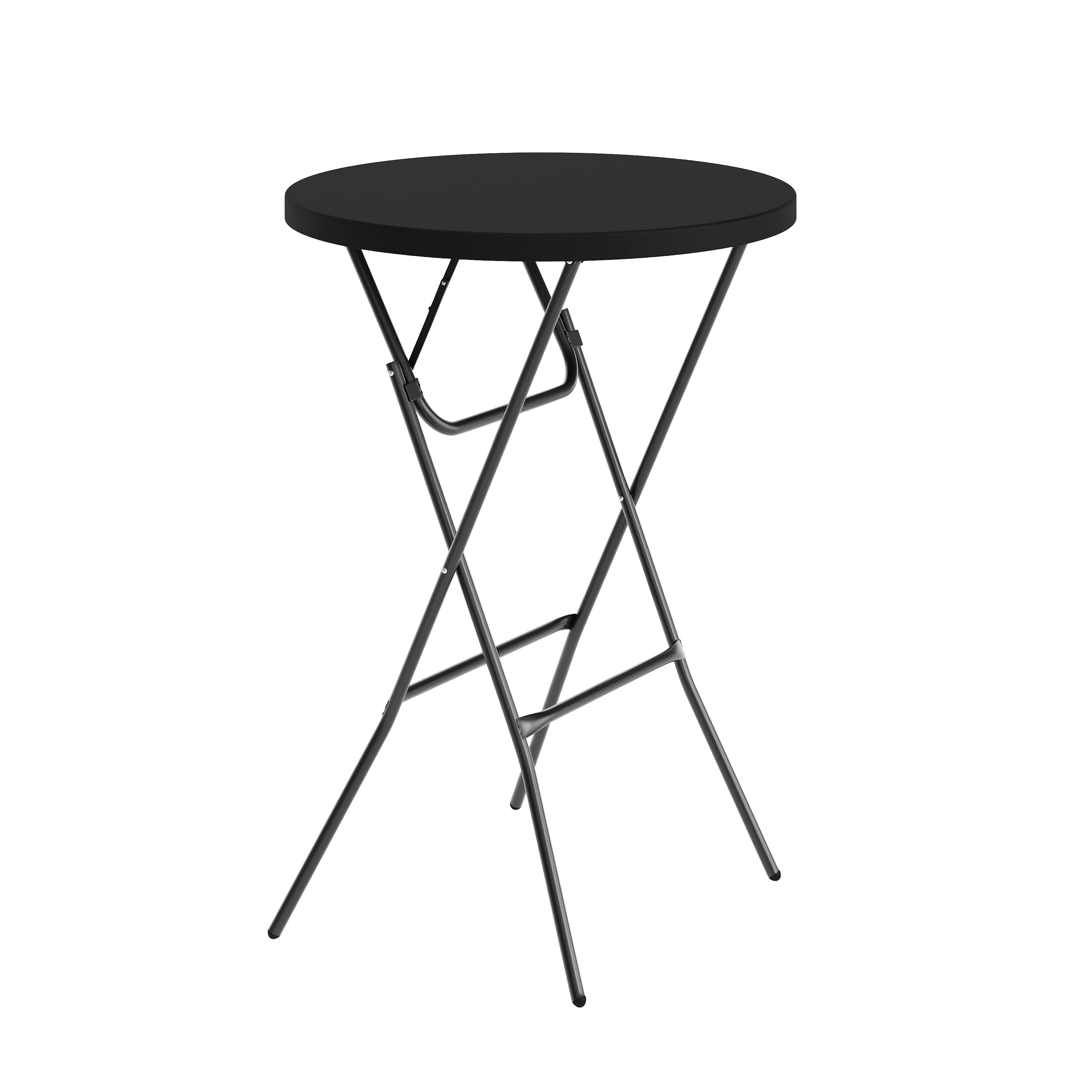 Elon Commercial Grade 2.6-Foot Round Black Indoor/Outdoor Plastic Bar Height Folding Table