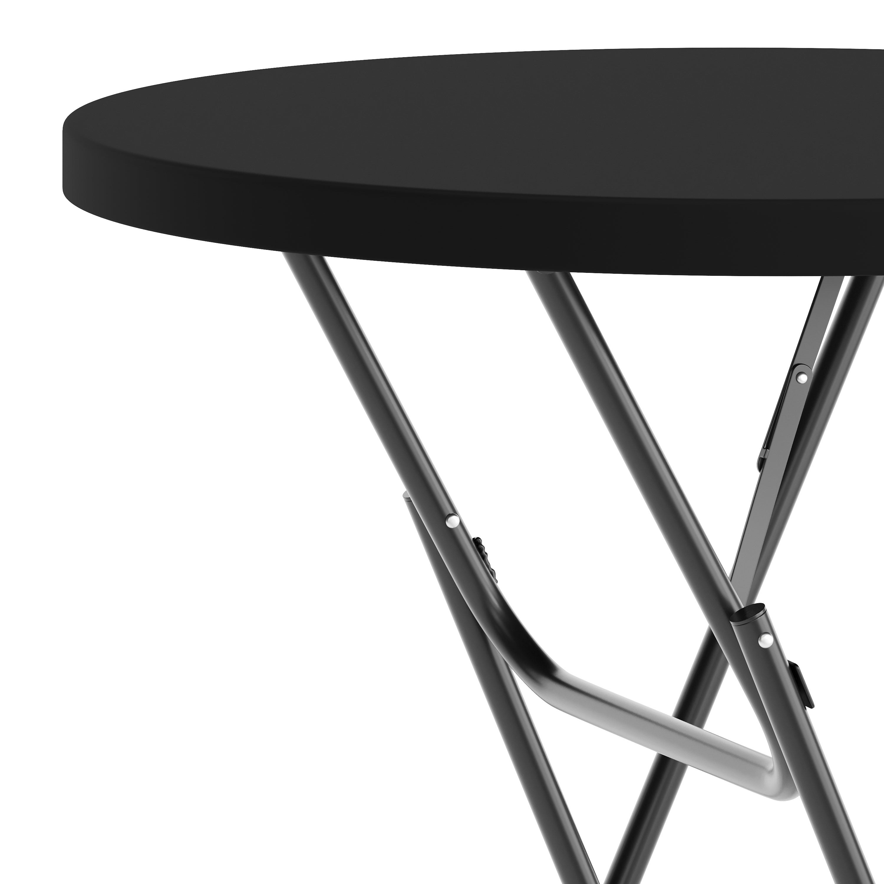 Elon Commercial Grade 2.6-Foot Round Black Indoor/Outdoor Plastic Bar Height Folding Table