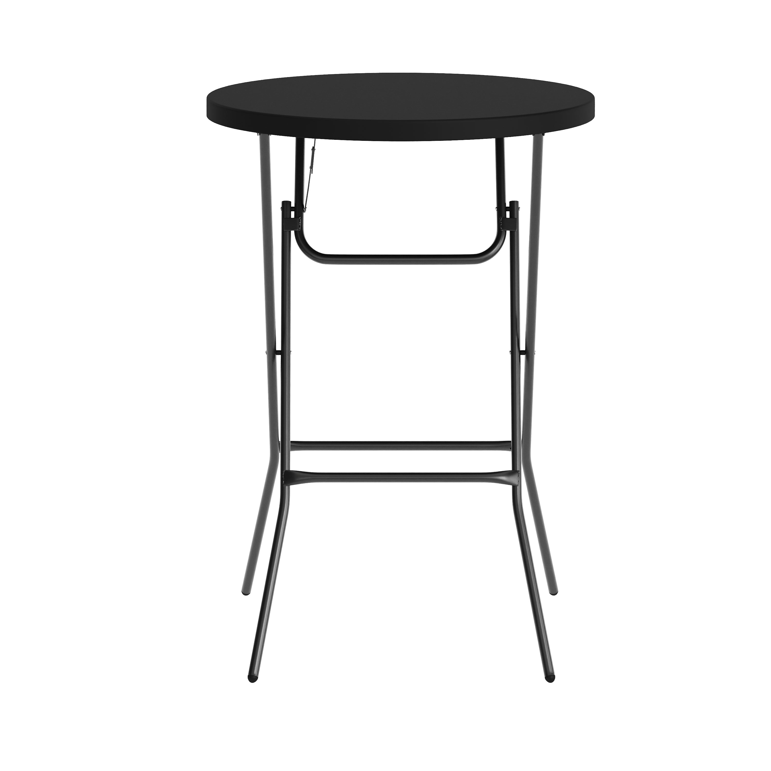 Elon Commercial Grade 2.6-Foot Round Black Indoor/Outdoor Plastic Bar Height Folding Table
