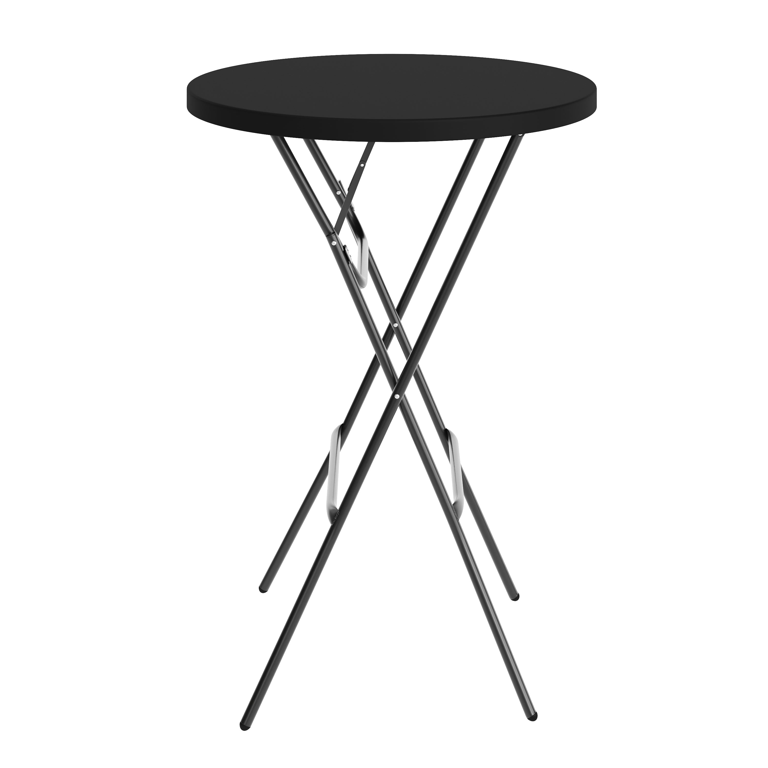 Elon Commercial Grade 2.6-Foot Round Black Indoor/Outdoor Plastic Bar Height Folding Table