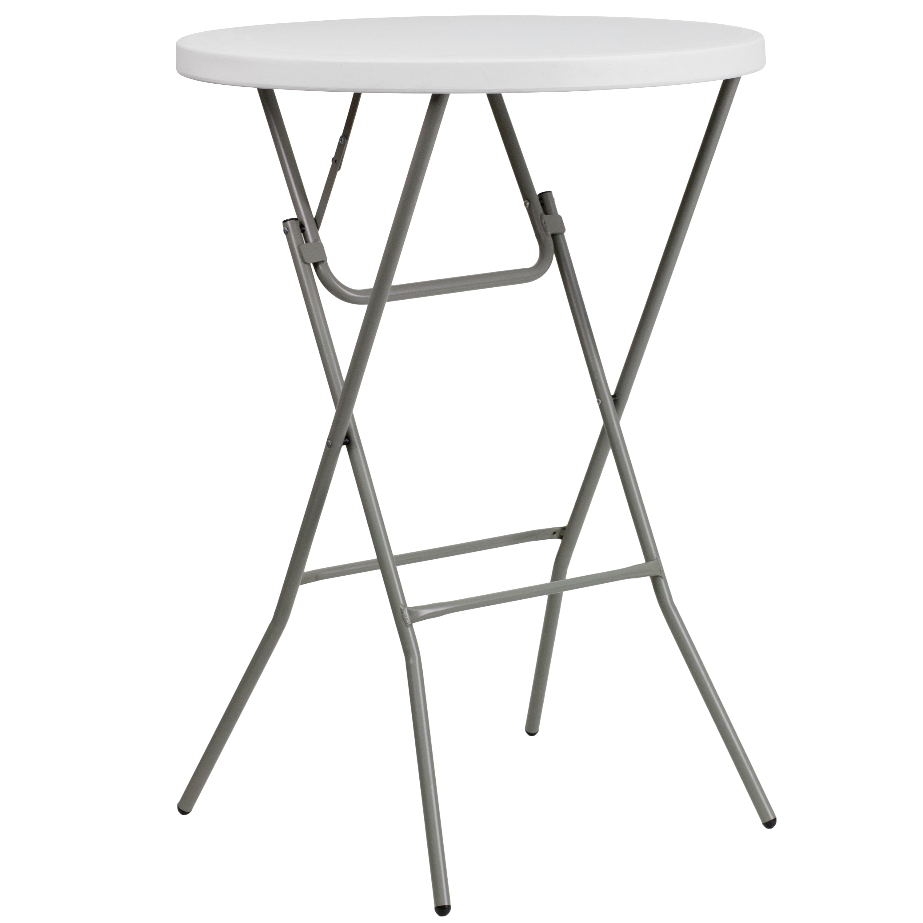 Elon 2.6-Foot Round Granite White Plastic Bar Height Folding Table