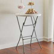 Elon 2.6-Foot Round Granite White Plastic Bar Height Folding Table