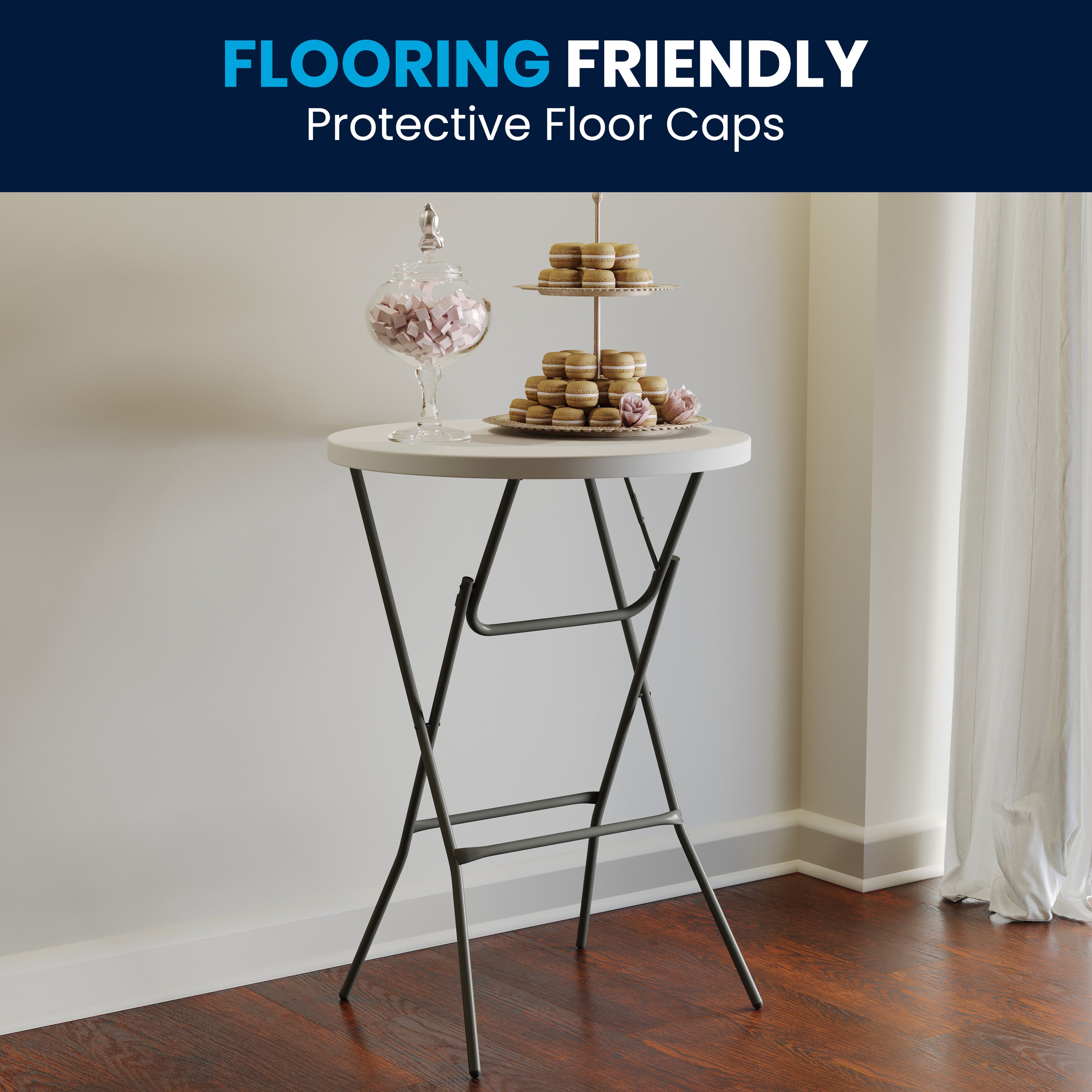 Elon 2.6-Foot Round Granite White Plastic Bar Height Folding Table