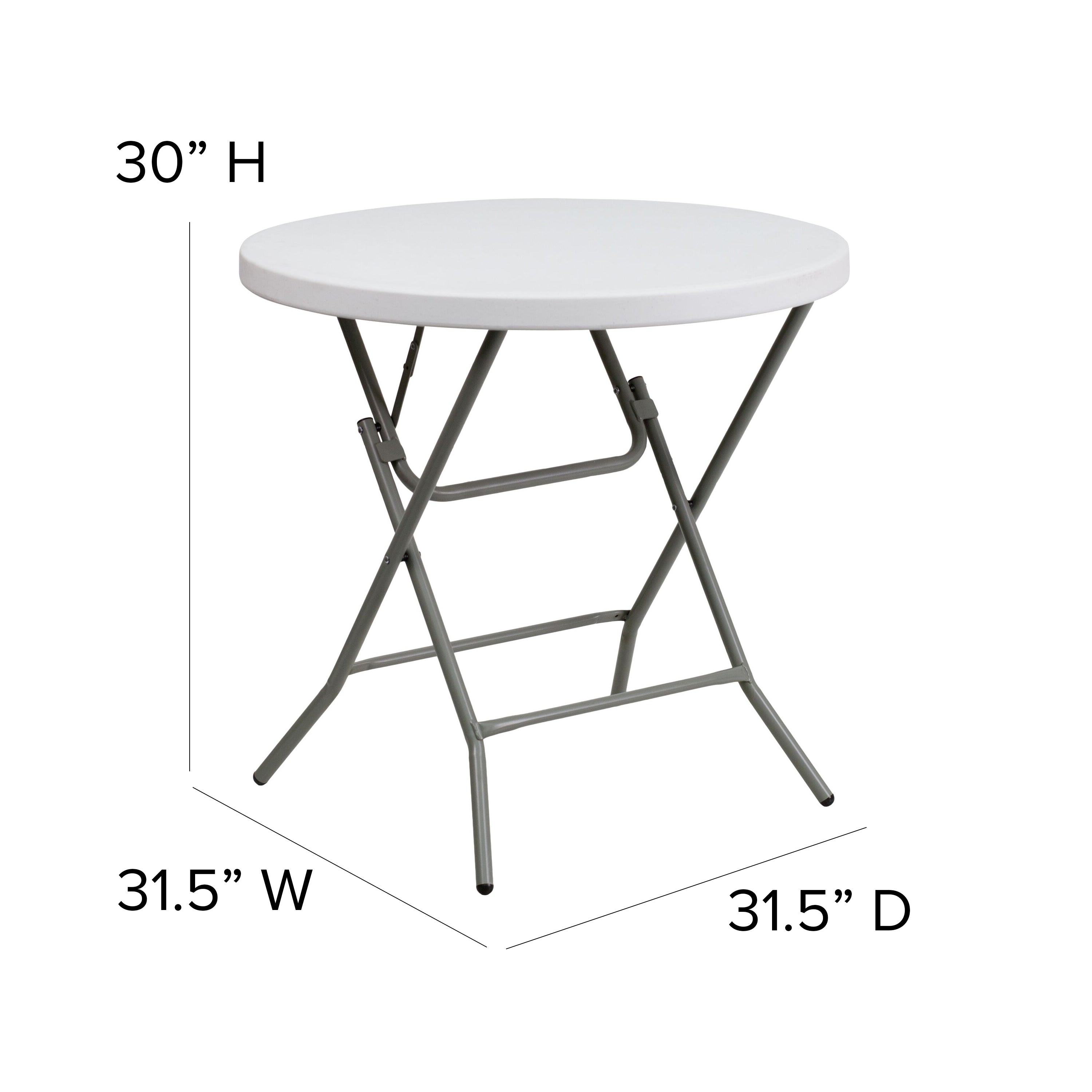 Elon 2.63-Foot Round Granite White Plastic Folding Table