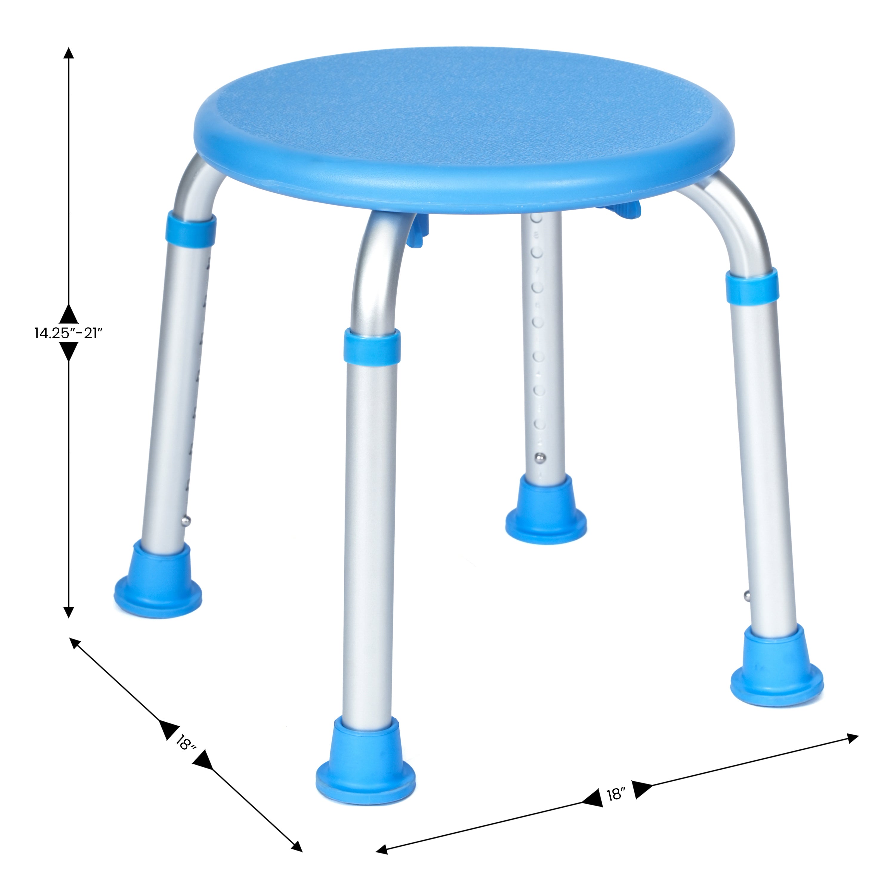 HERCULES Adjustable Bath & Shower Stool with Height-Adjust Frame, 300 lbs. Static Weight Capacity, and Tool-Free Assembly in Blue
