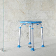 HERCULES Adjustable Bath & Shower Stool with Height-Adjust Frame, 300 lbs. Static Weight Capacity, and Tool-Free Assembly in Blue
