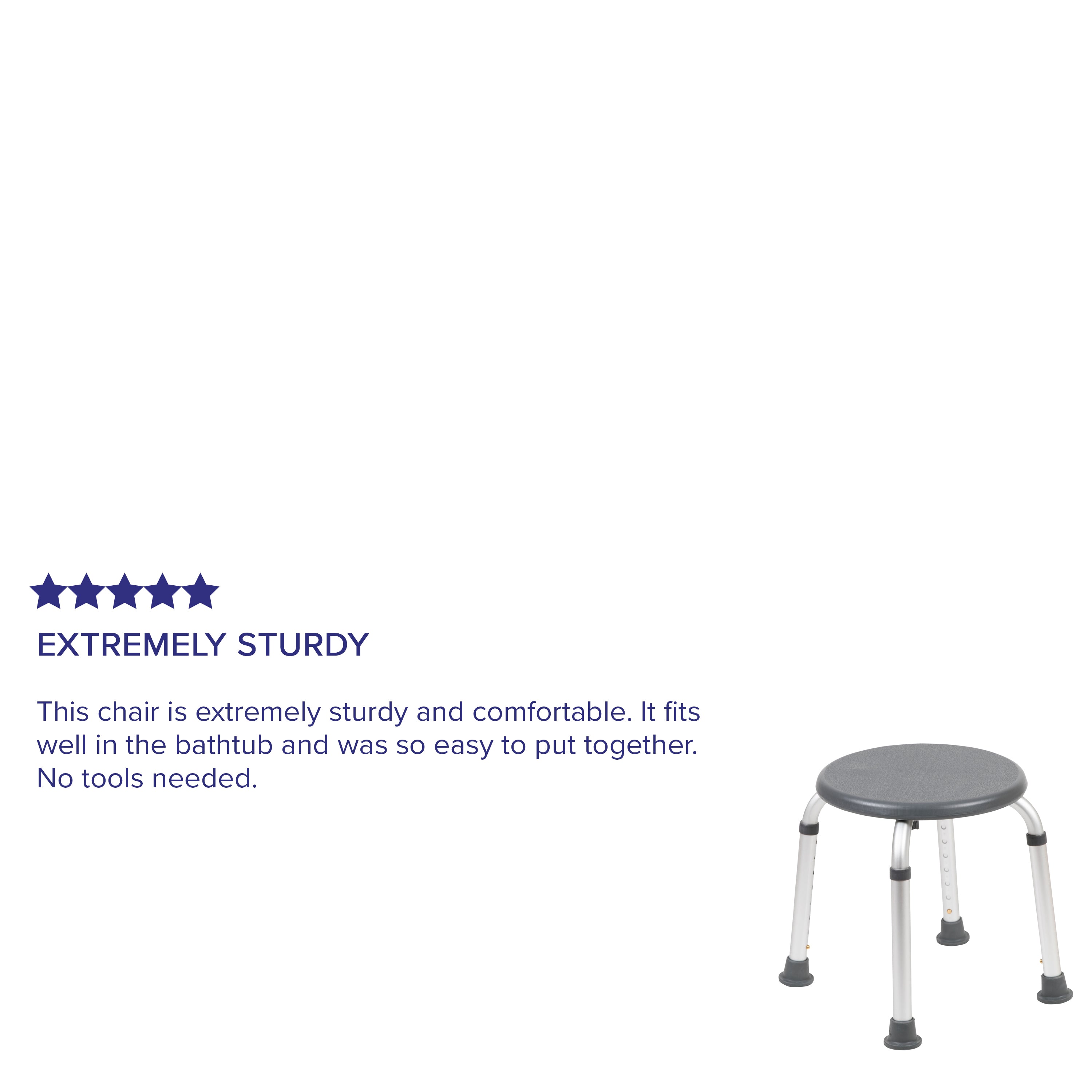 HERCULES Series Tool-Free and Quick Assembly, 300 Lb. Capacity, Adjustable Gray Bath & Shower Stool