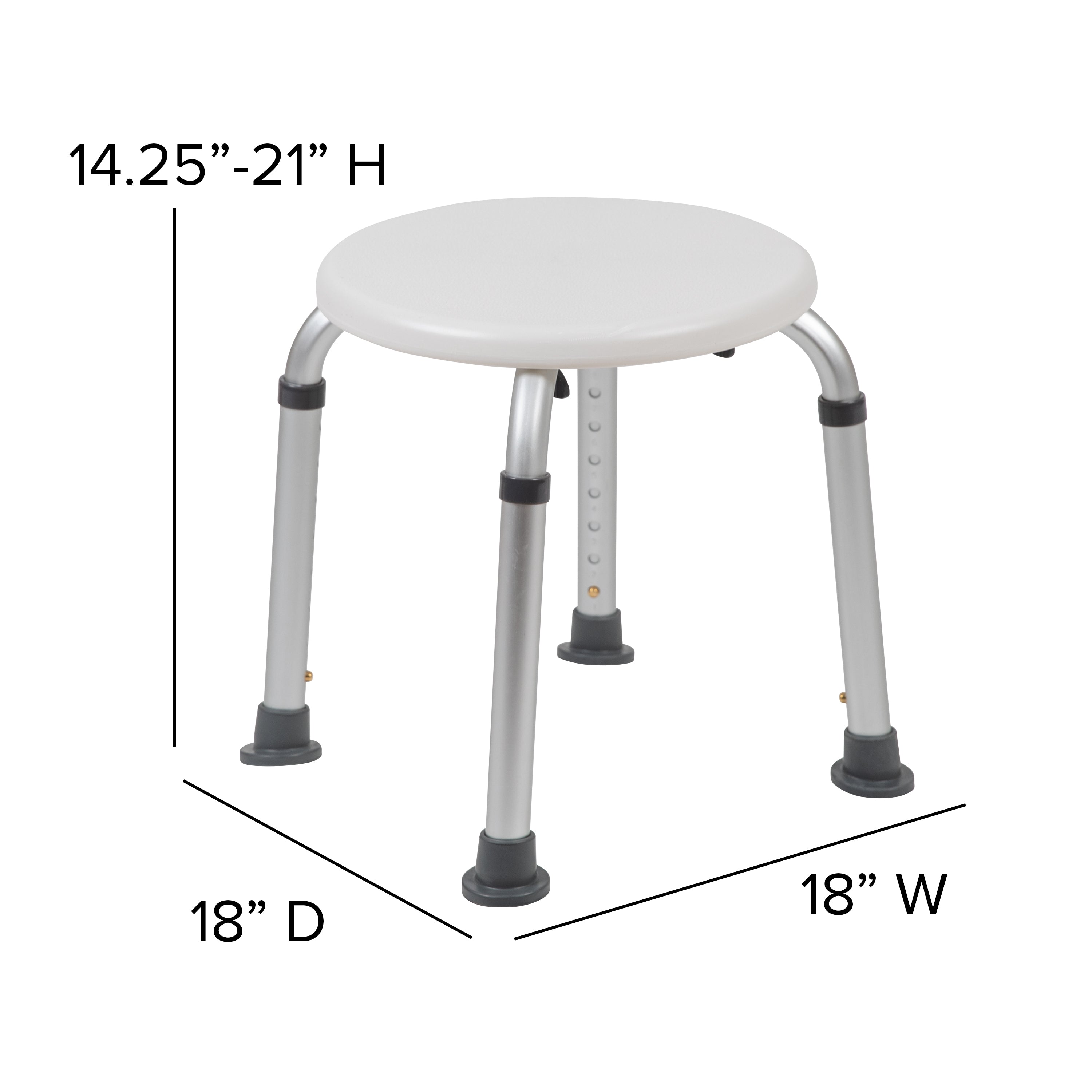 HERCULES Series Tool-Free and Quick Assembly, 300 Lb. Capacity, Adjustable White Bath & Shower Stool