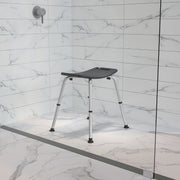 HERCULES Series Tool-Free and Quick Assembly, 300 Lb. Capacity, Adjustable Gray Bath & Shower Chair with Non-slip Feet
